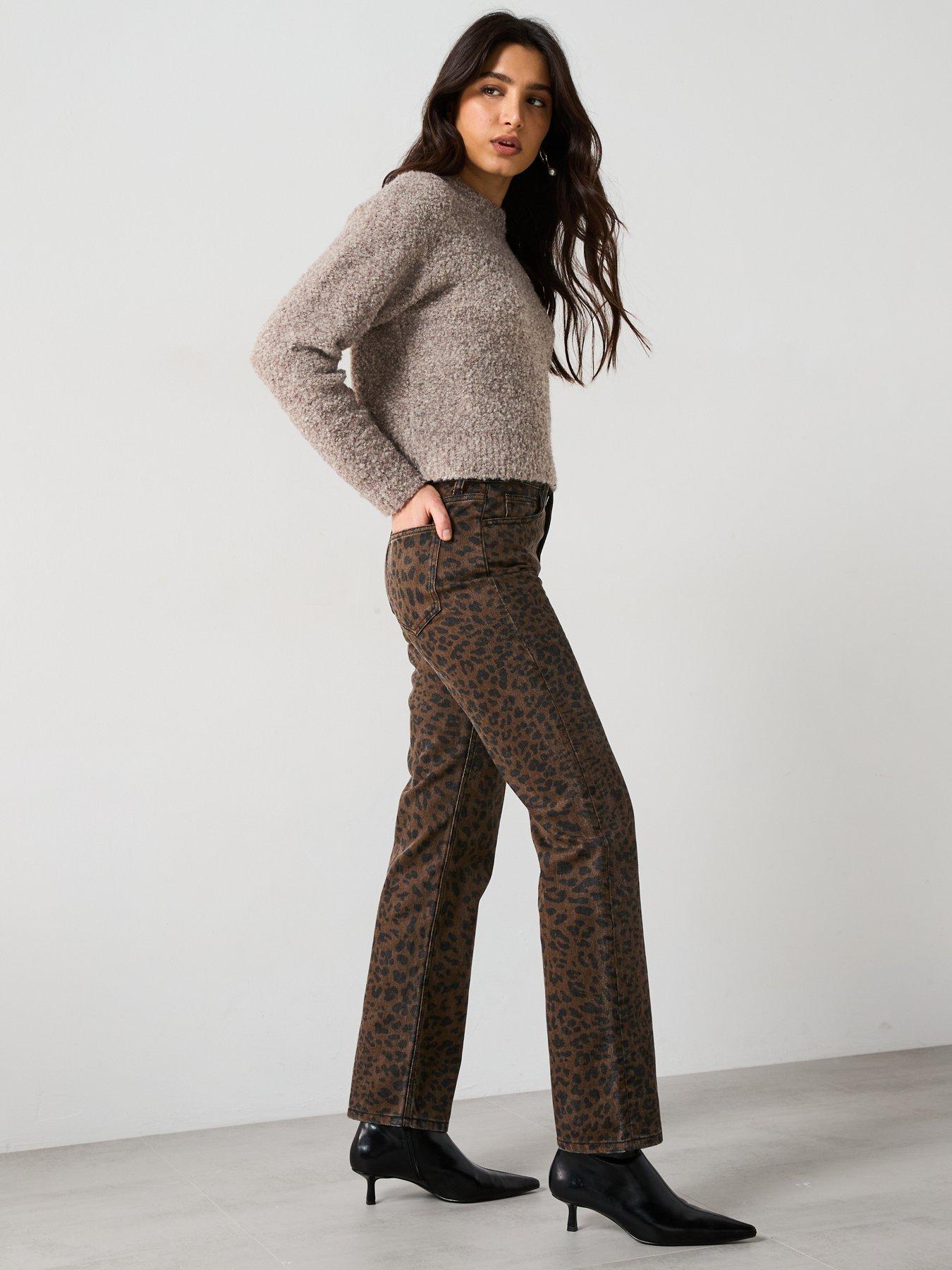 Image 5 of 5 of Mango Dark Leopard Print Jeans - Brown/Black