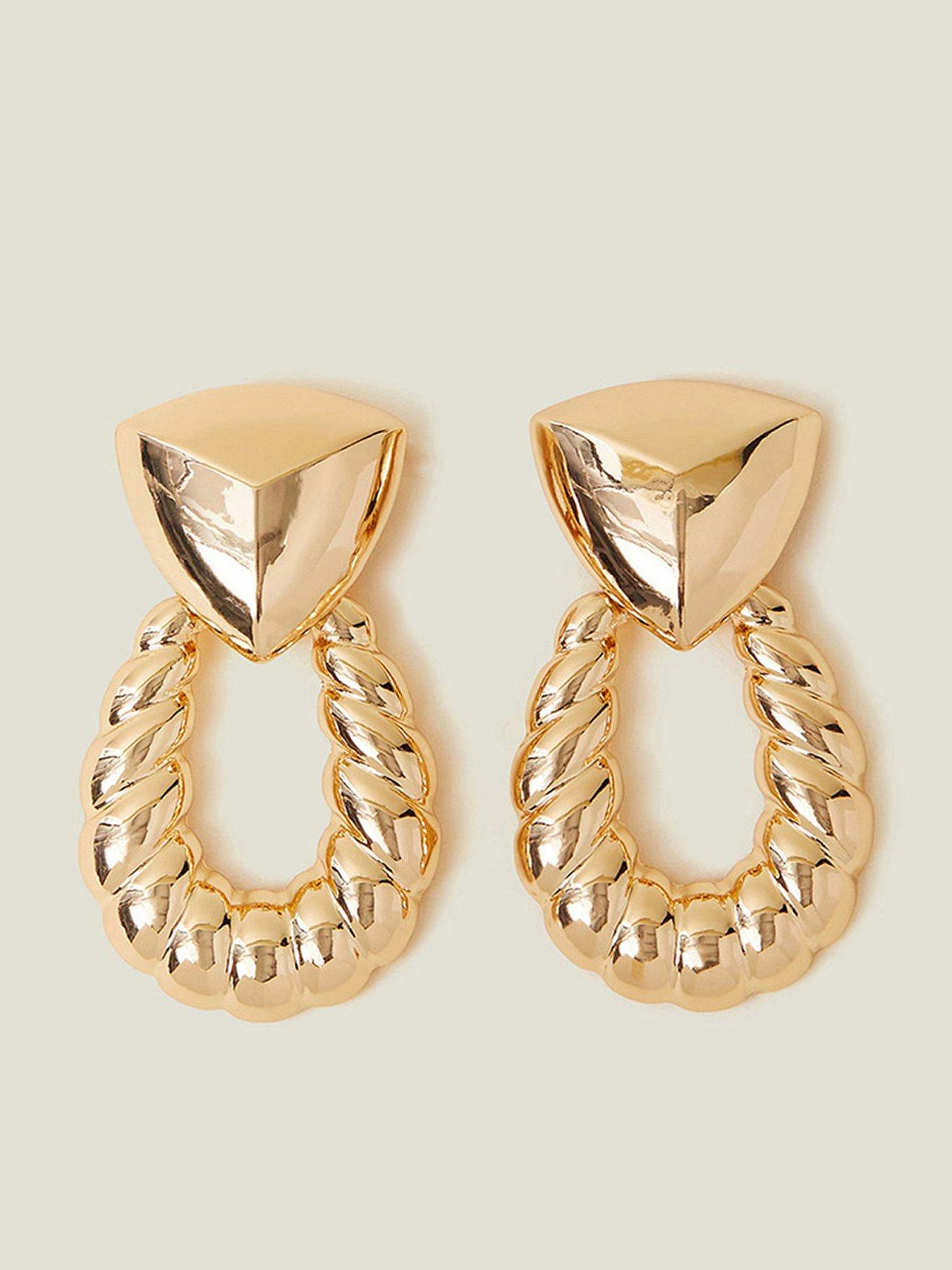 Image 1 of 3 of Accessorize Croissant Door Knocker Earrings