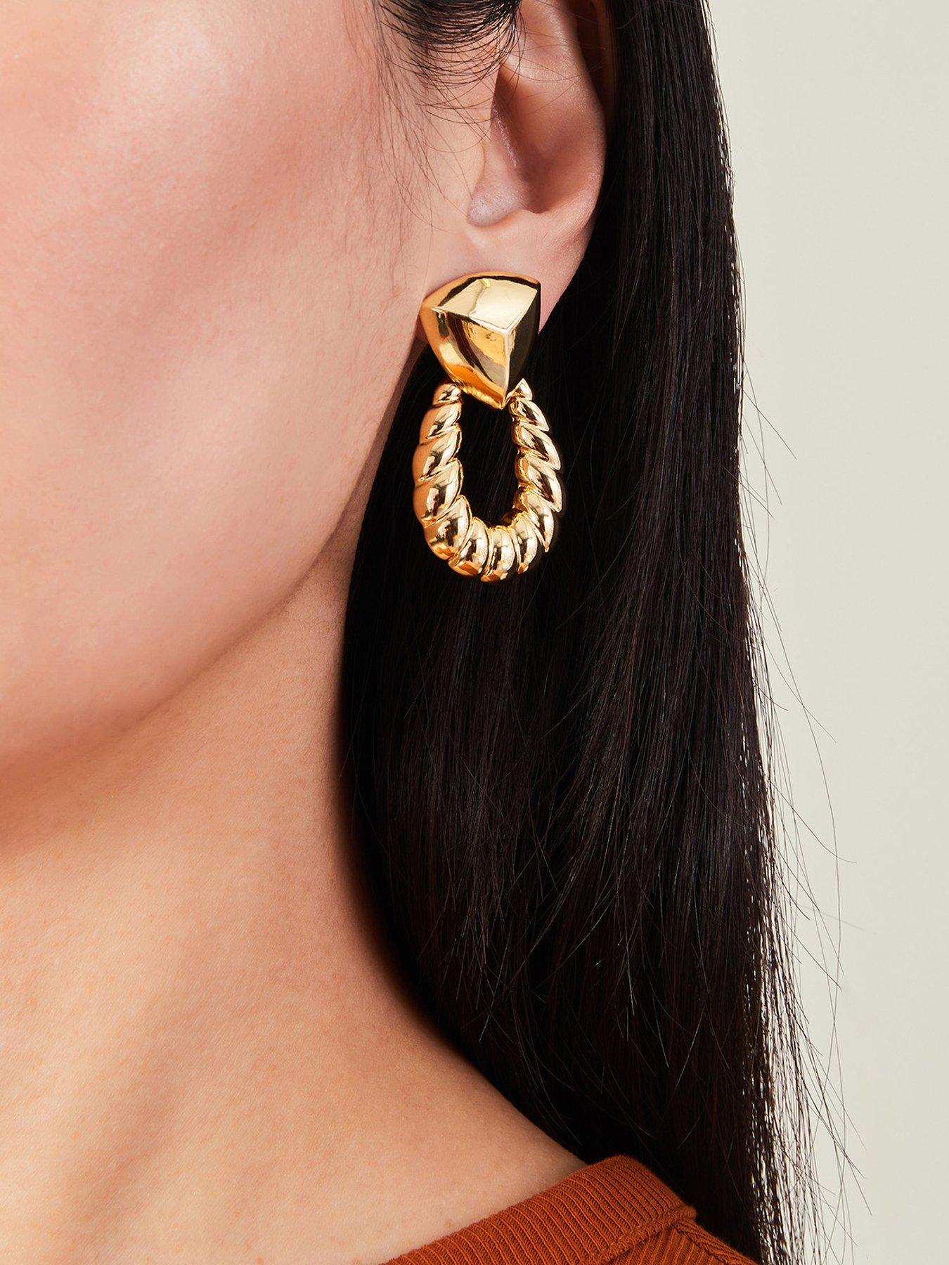 Image 2 of 3 of Accessorize Croissant Door Knocker Earrings