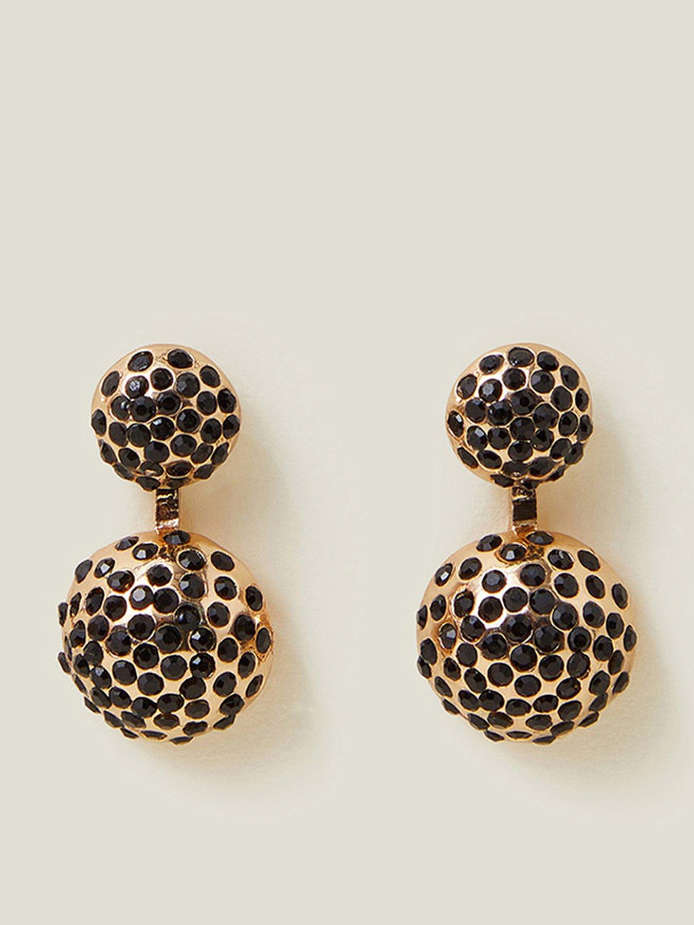 Image 1 of 3 of Accessorize Double Stud Gem Drop Earrings