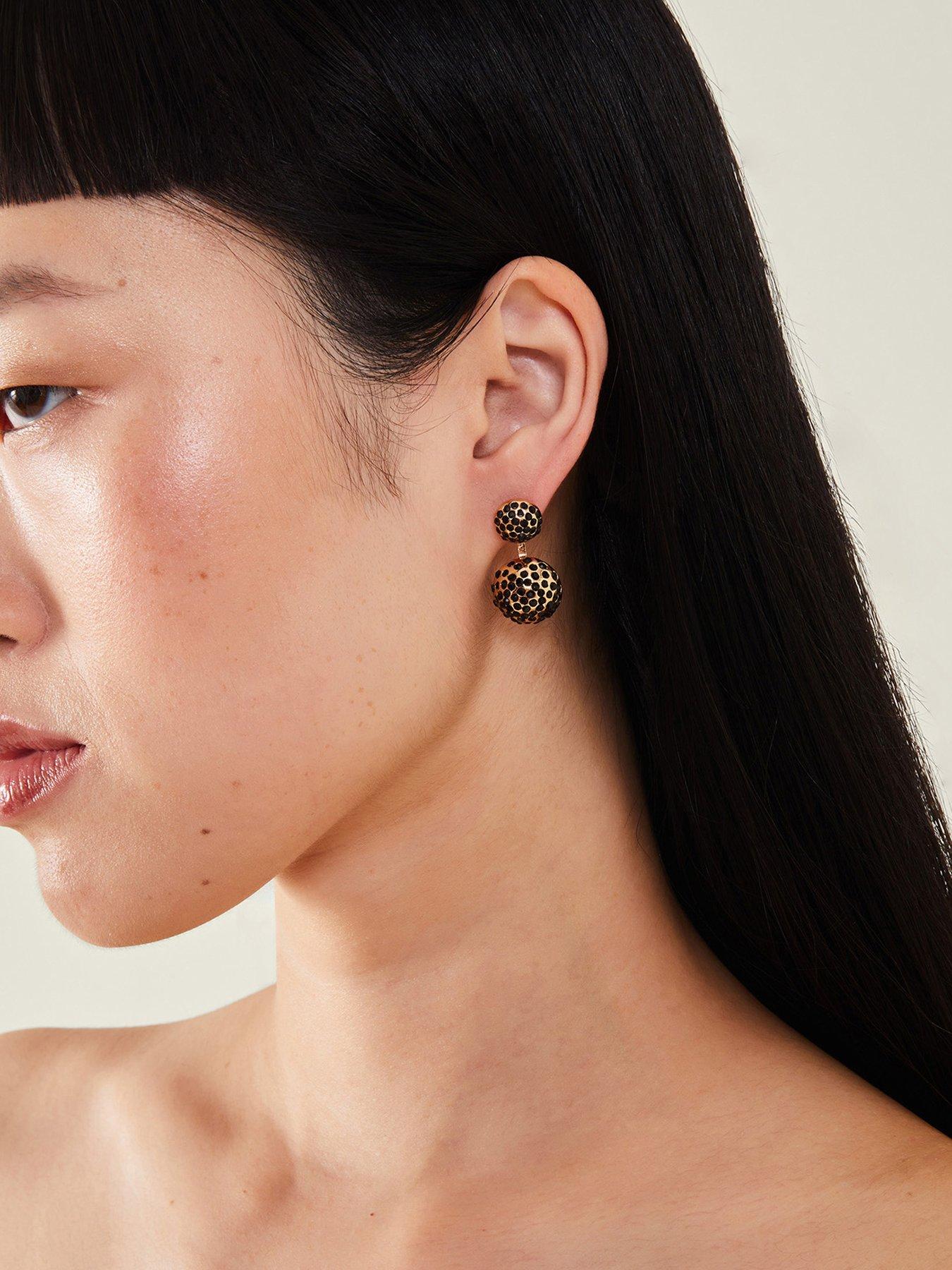 Image 2 of 3 of Accessorize Double Stud Gem Drop Earrings