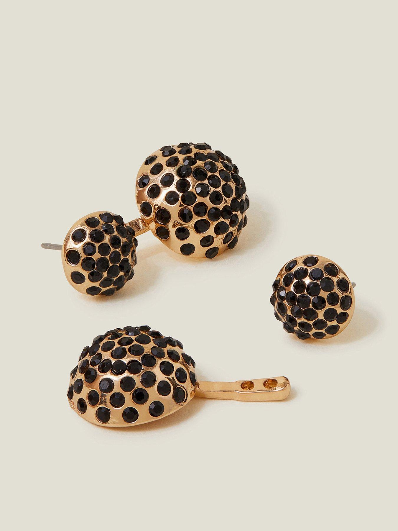 Image 3 of 3 of Accessorize Double Stud Gem Drop Earrings