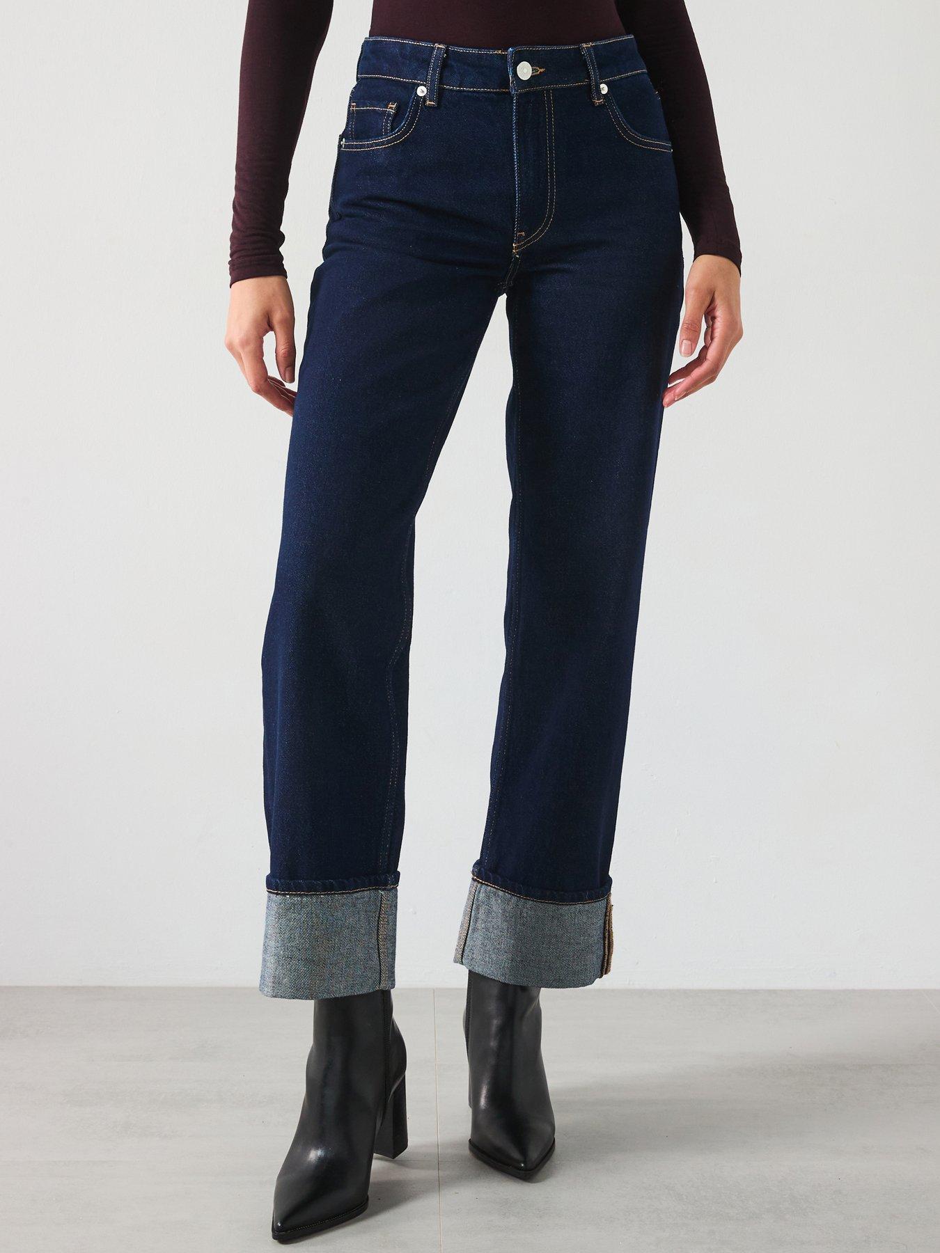undefined Turn Up Hem Jean - Dark Blue