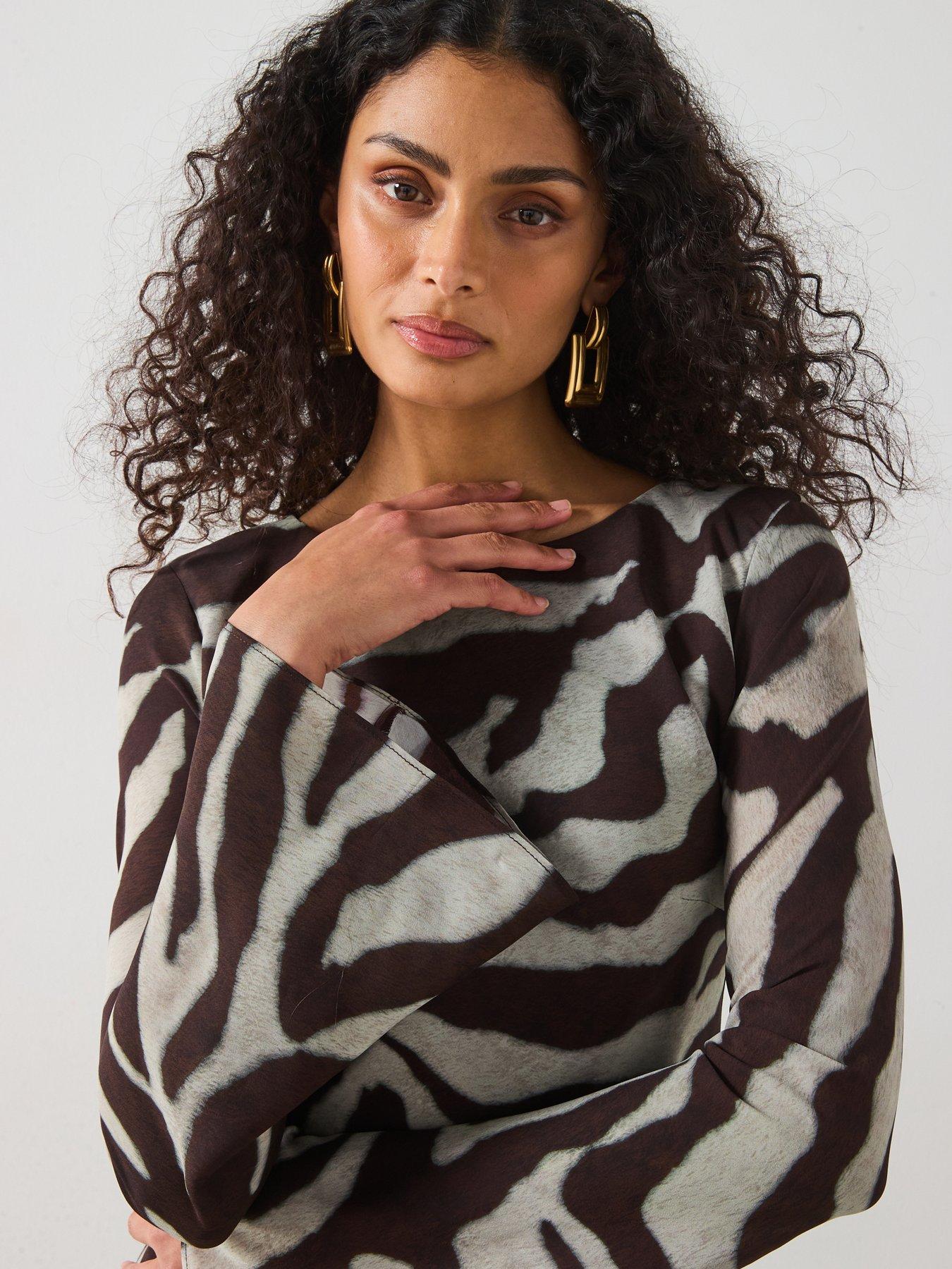 zebra print dress brown Animal Print Silk Designer Maxi Dresses – Lindsey Brown main image 1