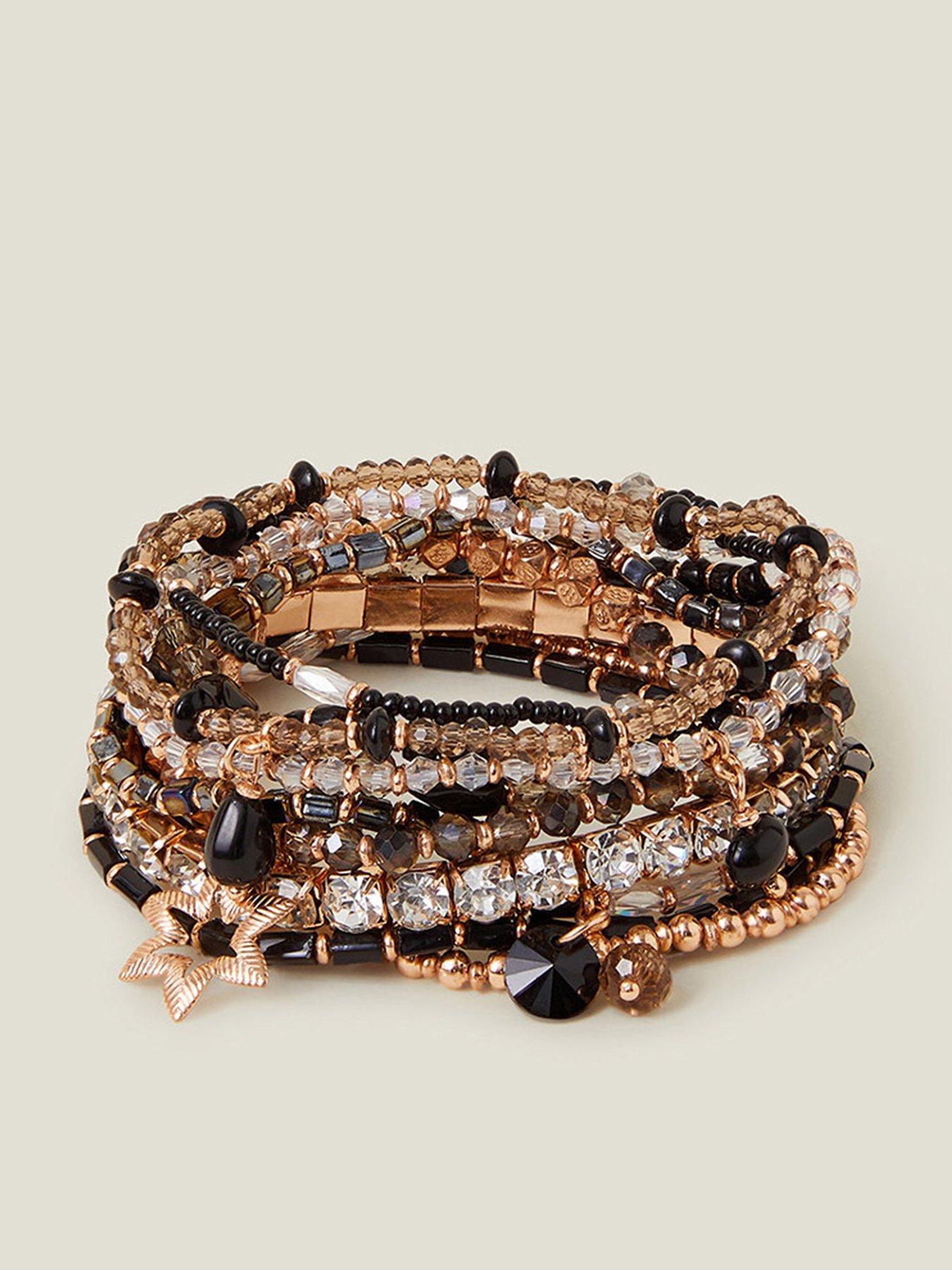 Product photograph of Accessorize Beaded Stretch Bracelet Set from very.co.uk