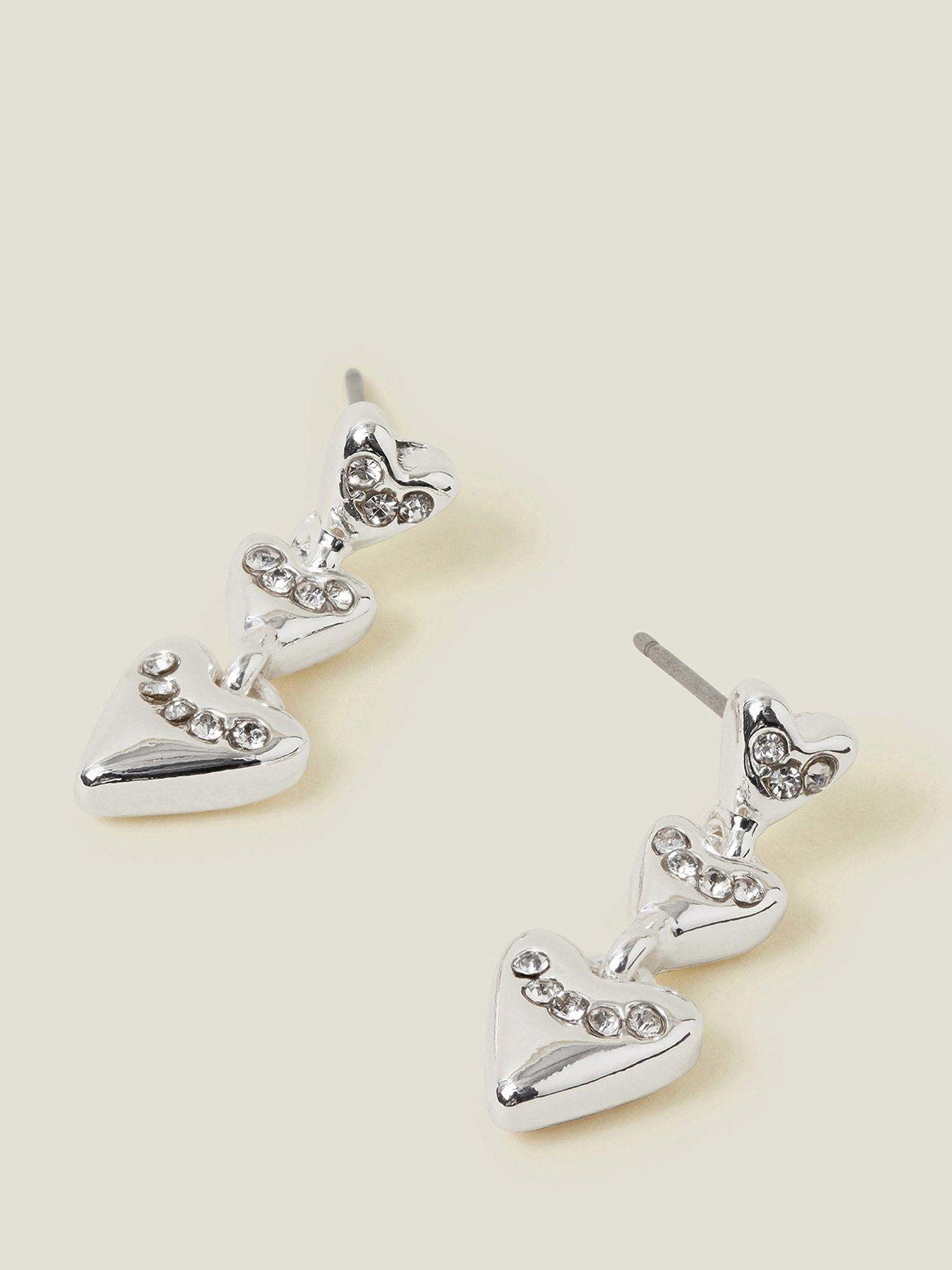 Image 3 of 3 of Accessorize Triple Heart Drop Earrings