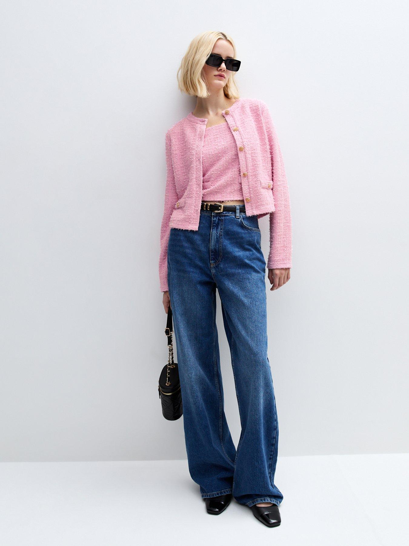 Image 3 of 5 of New Look Pink Textured Button Detail Cropped Vest