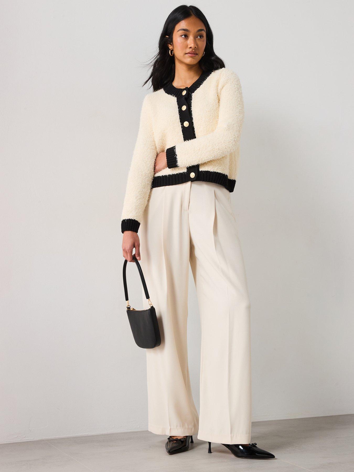 Image 3 of 6 of Mango Button Cardigan- Monochrome
