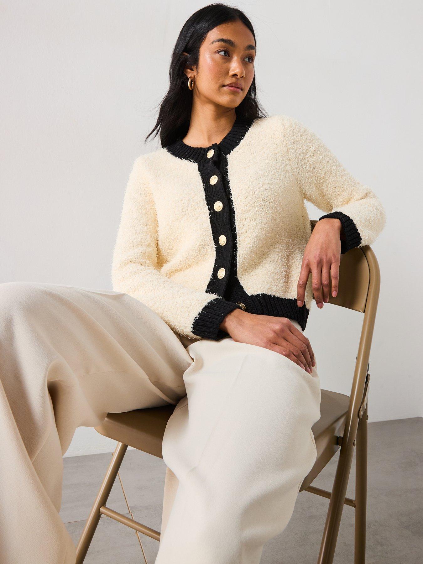 Image 4 of 6 of Mango Button Cardigan- Monochrome