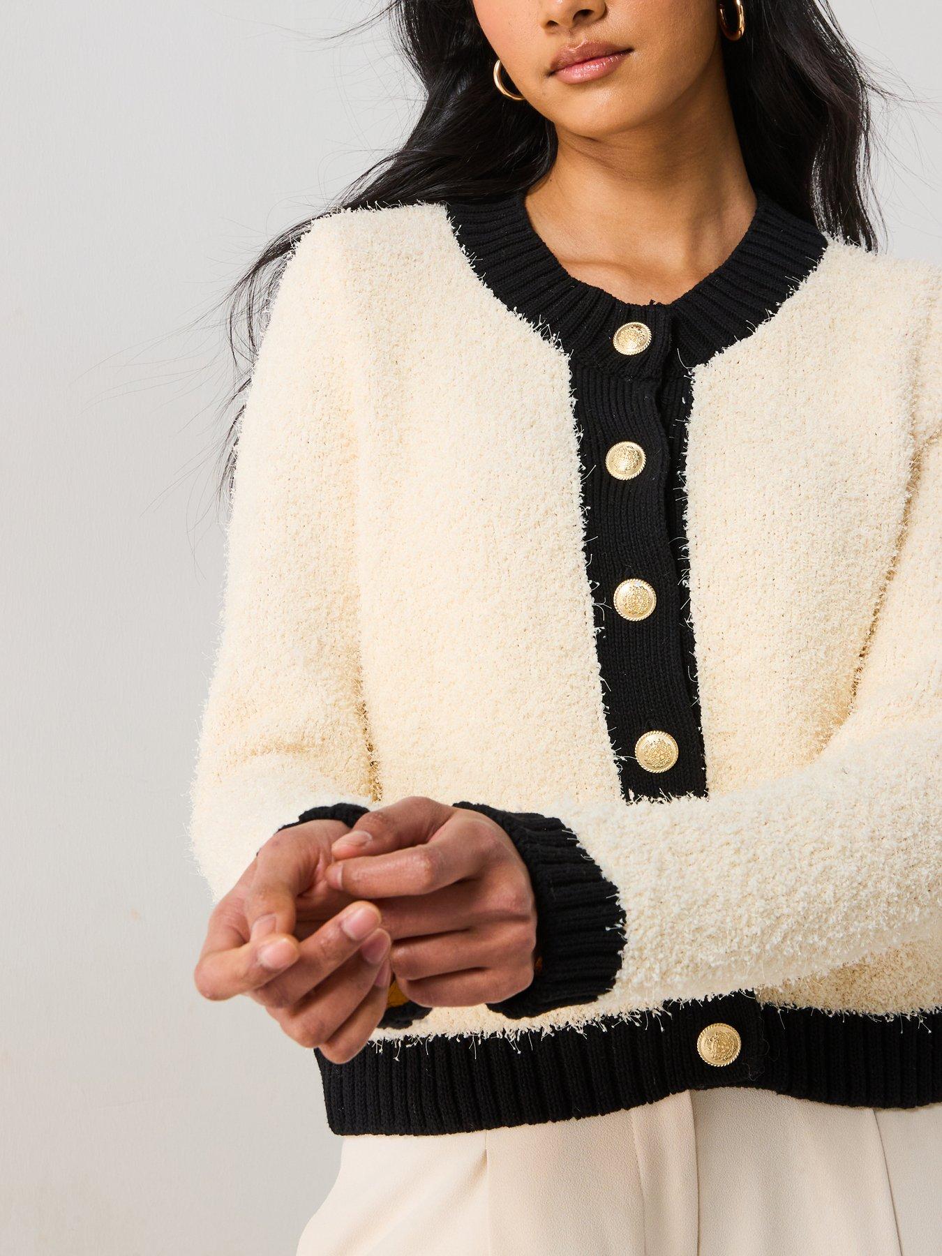 Image 5 of 6 of Mango Button Cardigan- Monochrome