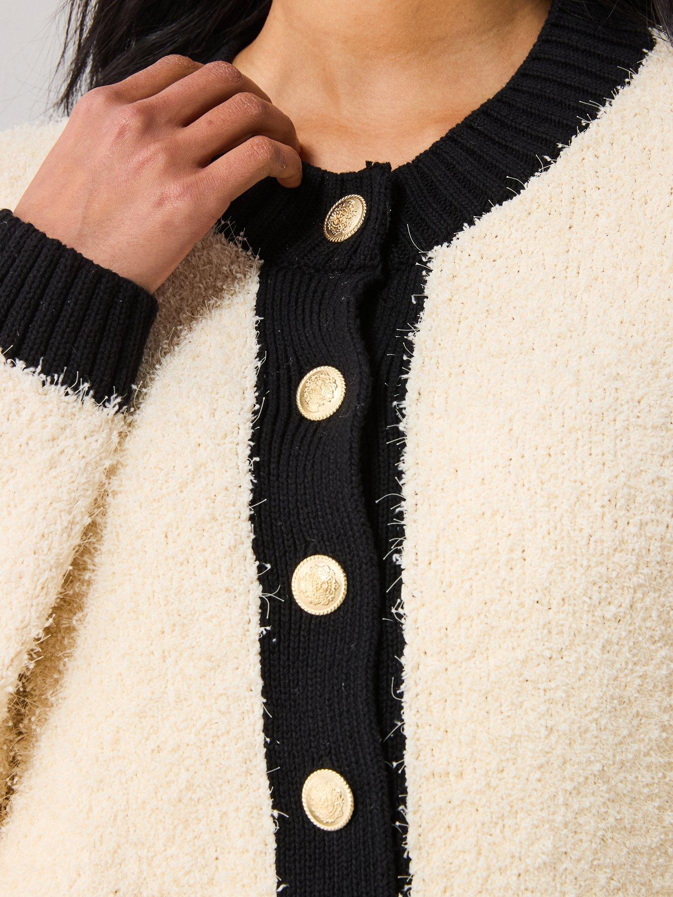 Image 6 of 6 of Mango Button Cardigan- Monochrome