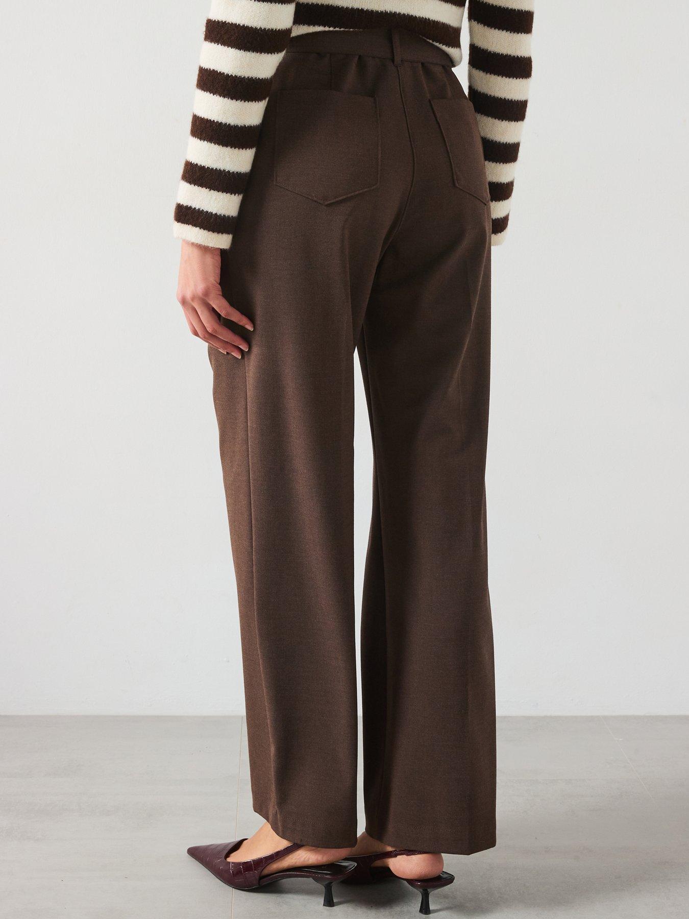 Image 2 of 6 of Mango Belted Wide Leg Trousers - Brown