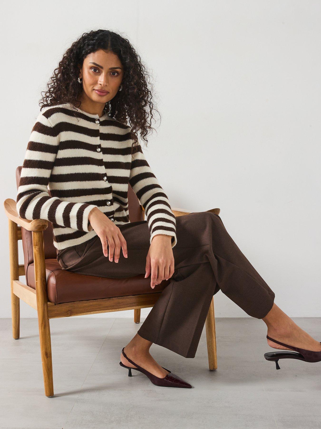 Image 4 of 6 of Mango Belted Wide Leg Trousers - Brown