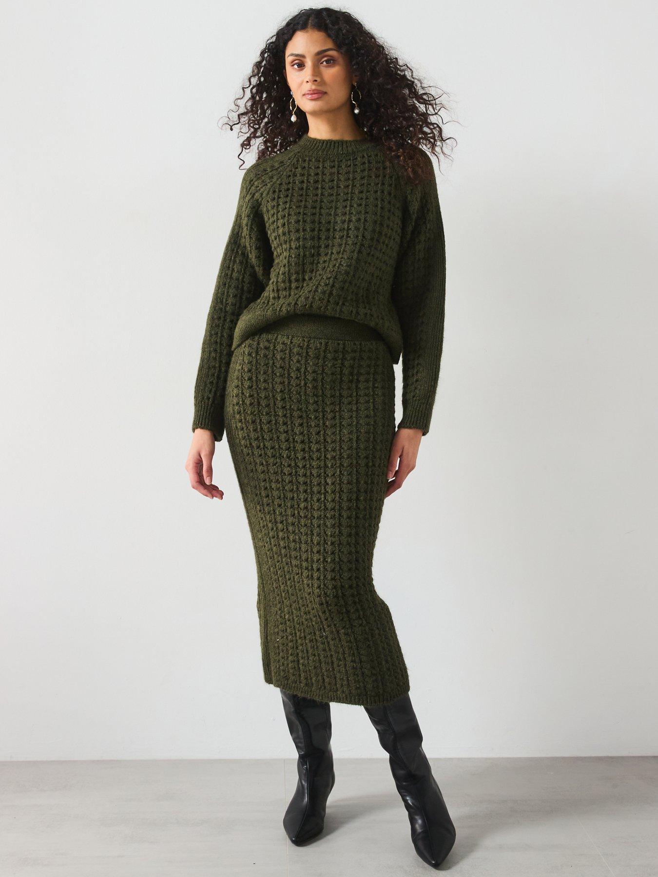 Mango Knitted Jumper Co-ord Khaki Very