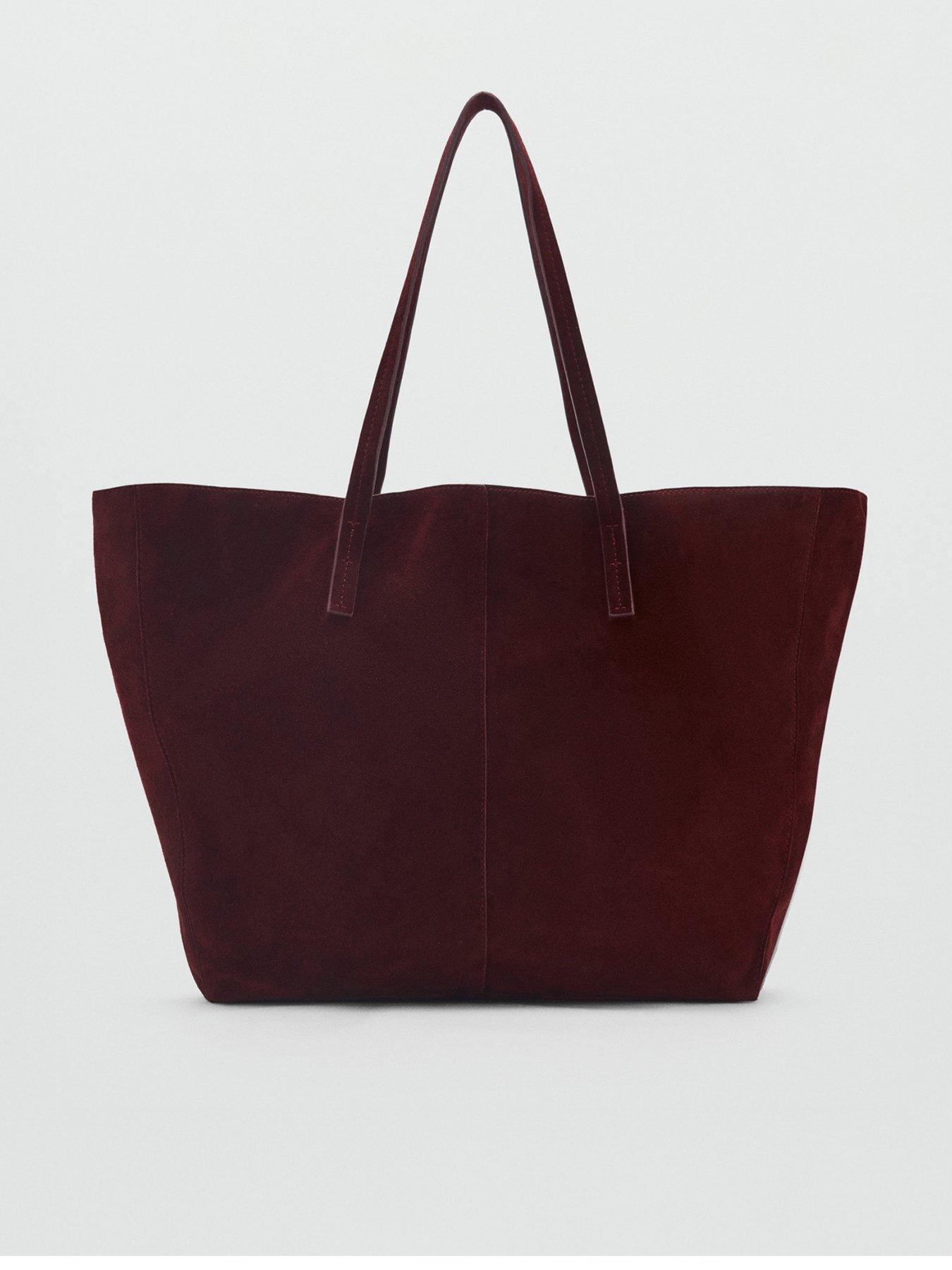 undefined Suede Tote - Burgundy