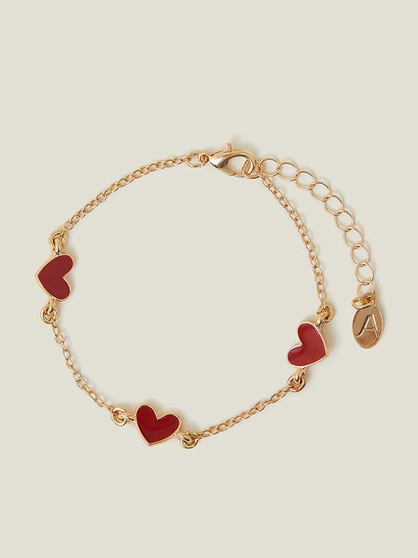 Product photograph of Accessorize Enamel Heart Bracelet from very.co.uk