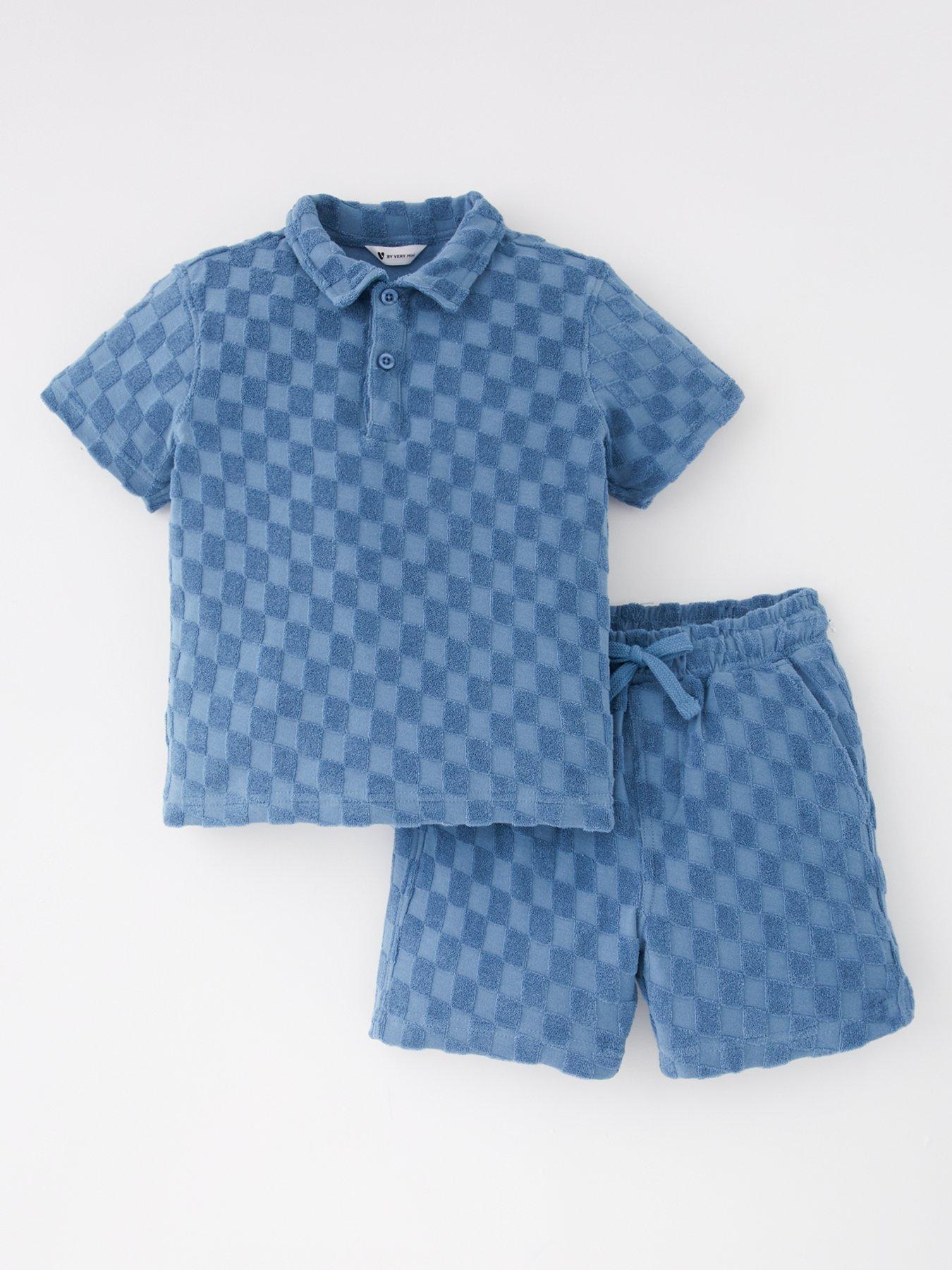 undefined Boys Chequerboard Towelling Polo And Short Set
