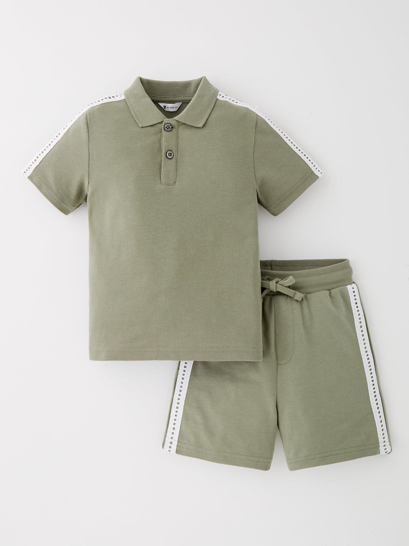 undefined Boys Side Crochet Trim T-Shirt And Short Set - Green
