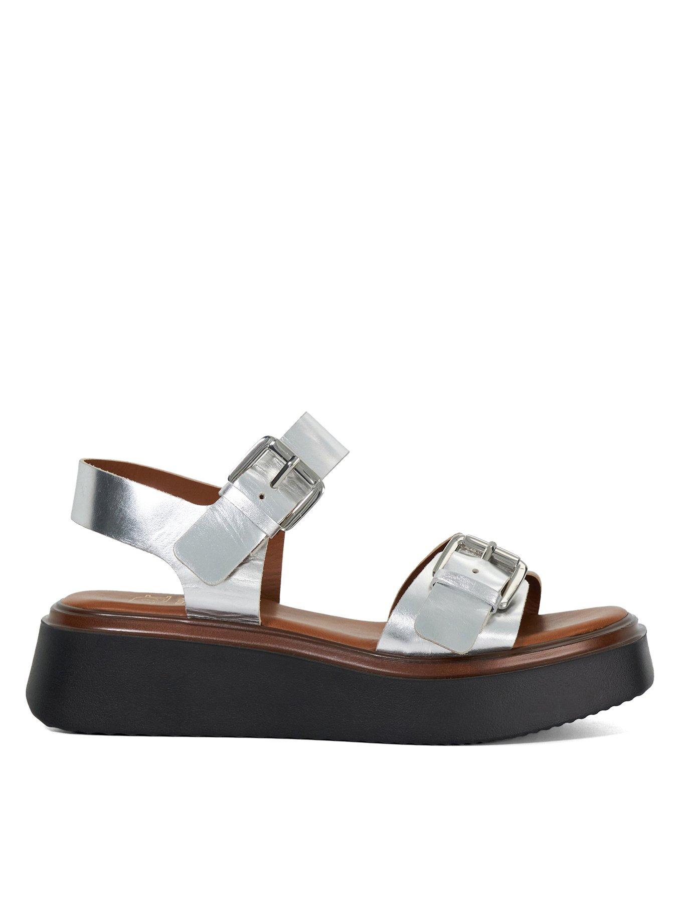 undefined Loells Leather Flatform Sandals - Silver