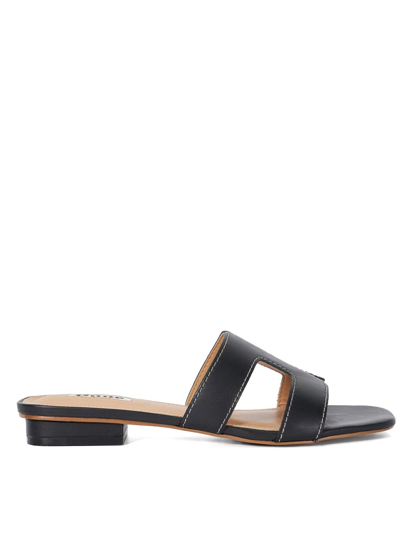 Image of Dune London Loupe Leather Slider Sandals - Black