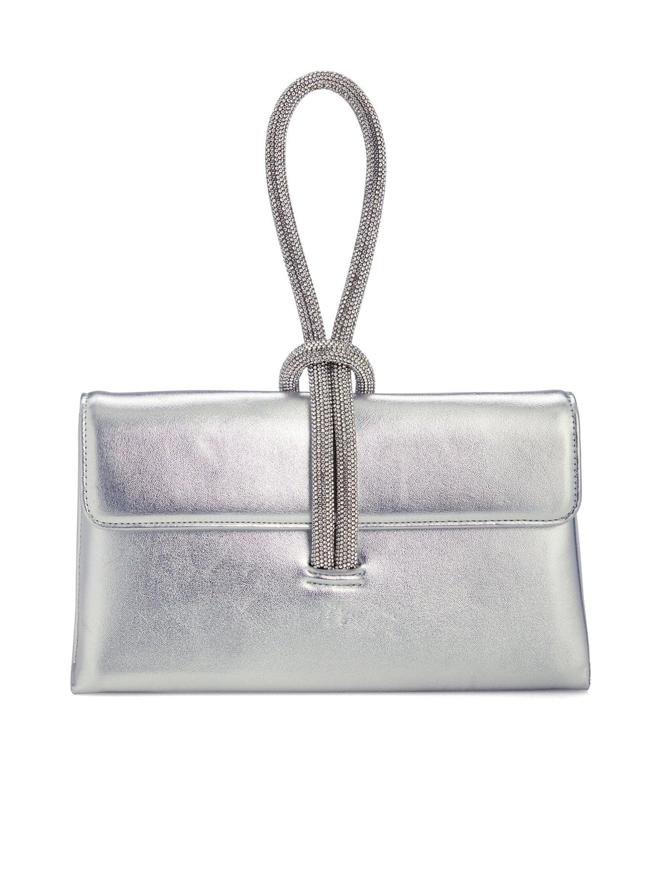 undefined Brynie Diamante Loop Handle Clutch Bag - Silver