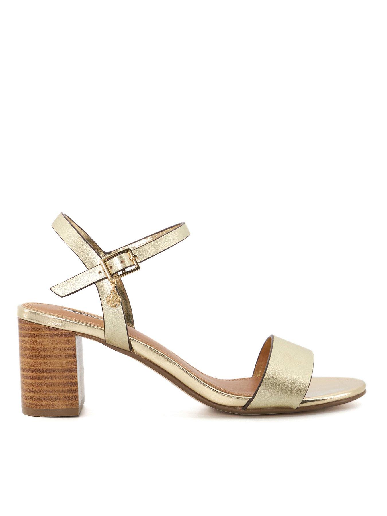 Image 1 of 5 of Dune London Jelly Leather Block Heeled Sandals - Gold