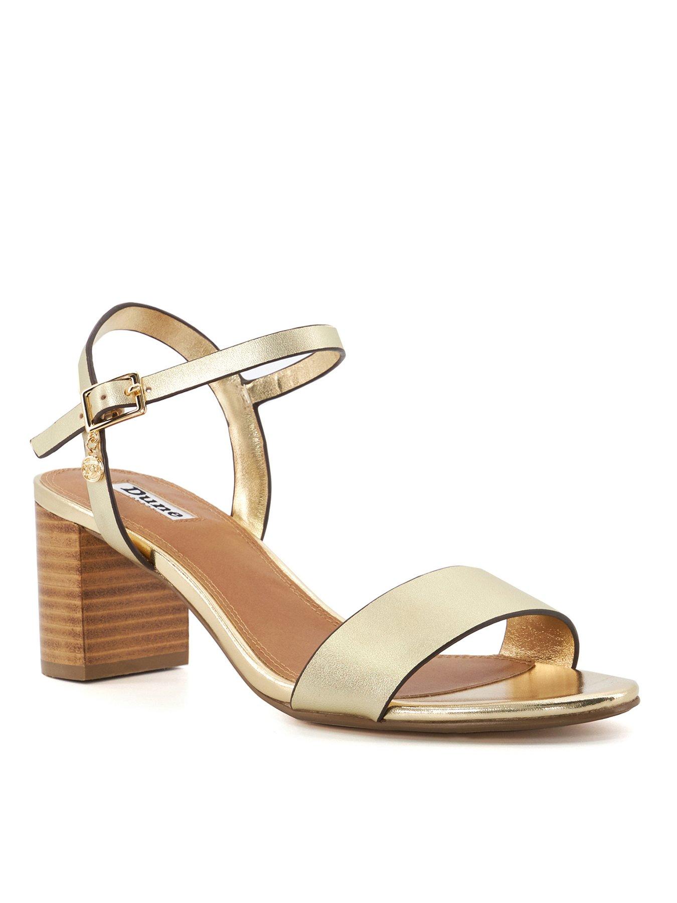 Image 2 of 5 of Dune London Jelly Leather Block Heeled Sandals - Gold