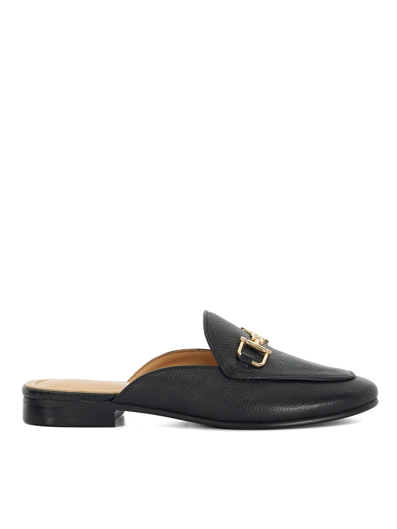 undefined Glairing Branded Snaffle Trim Backless Loafers - Black