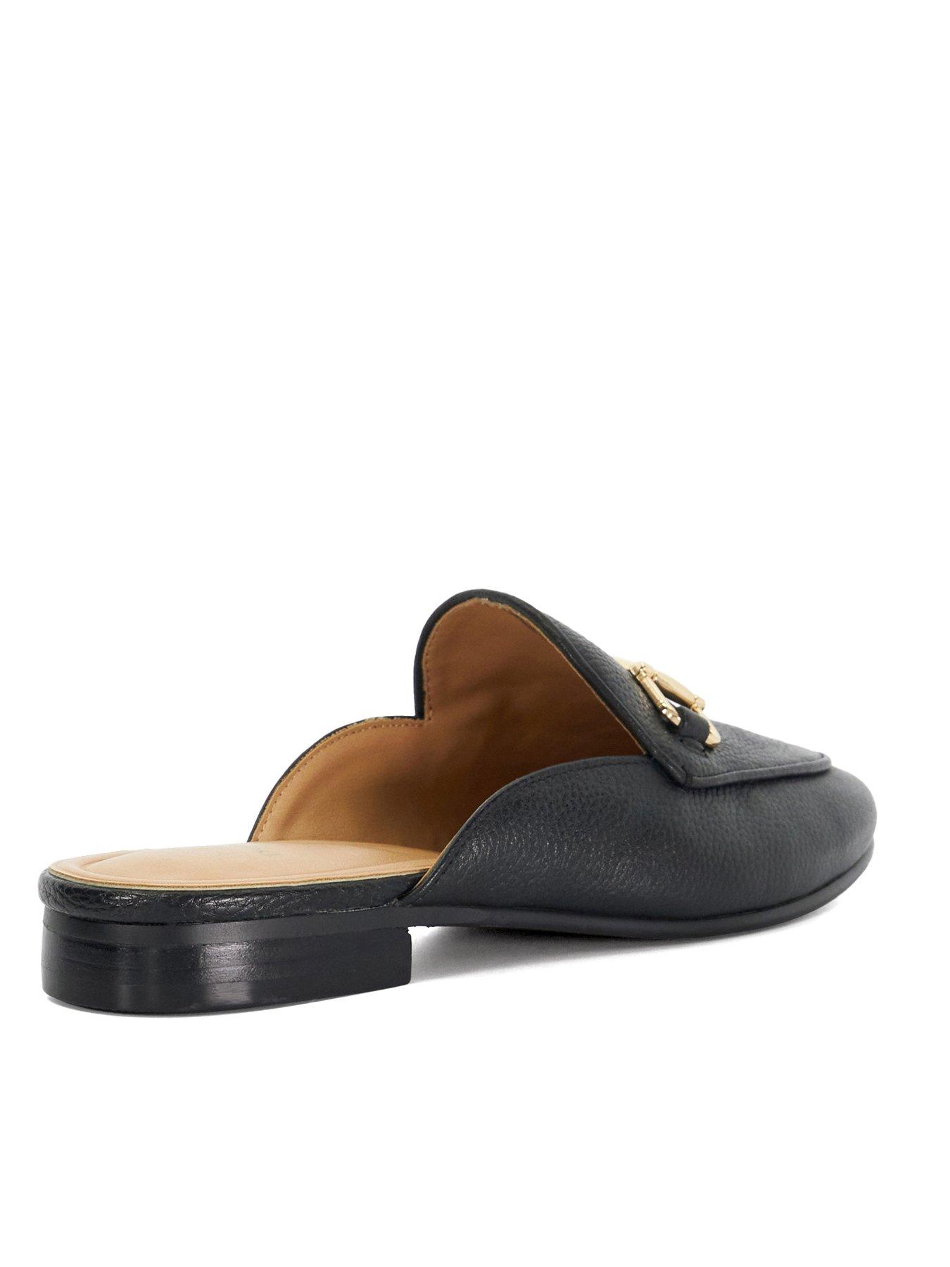 Image 3 of 6 of Dune London Glairing Branded Snaffle Trim Backless Loafers - Black
