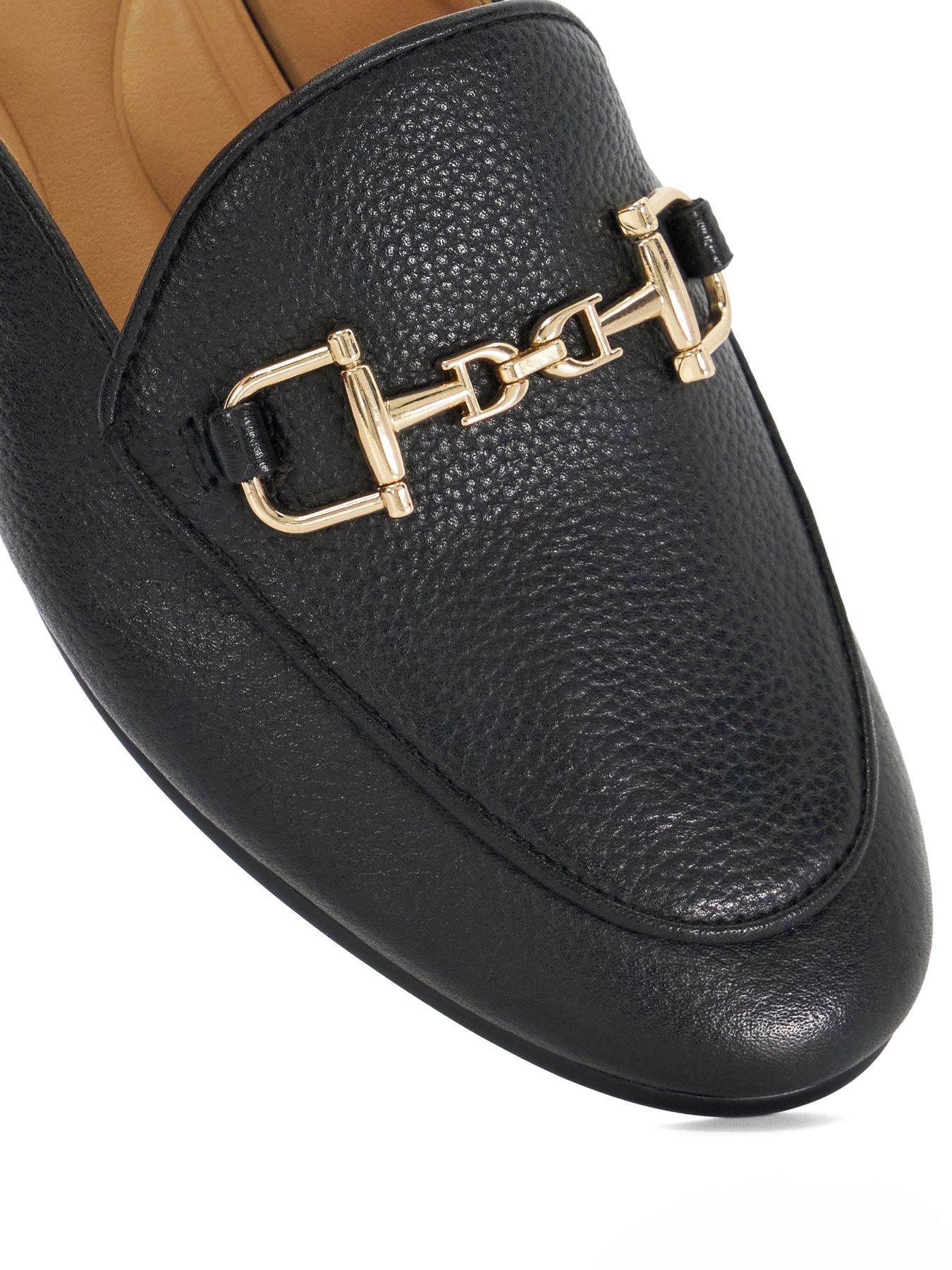 Image 5 of 6 of Dune London Glairing Branded Snaffle Trim Backless Loafers - Black