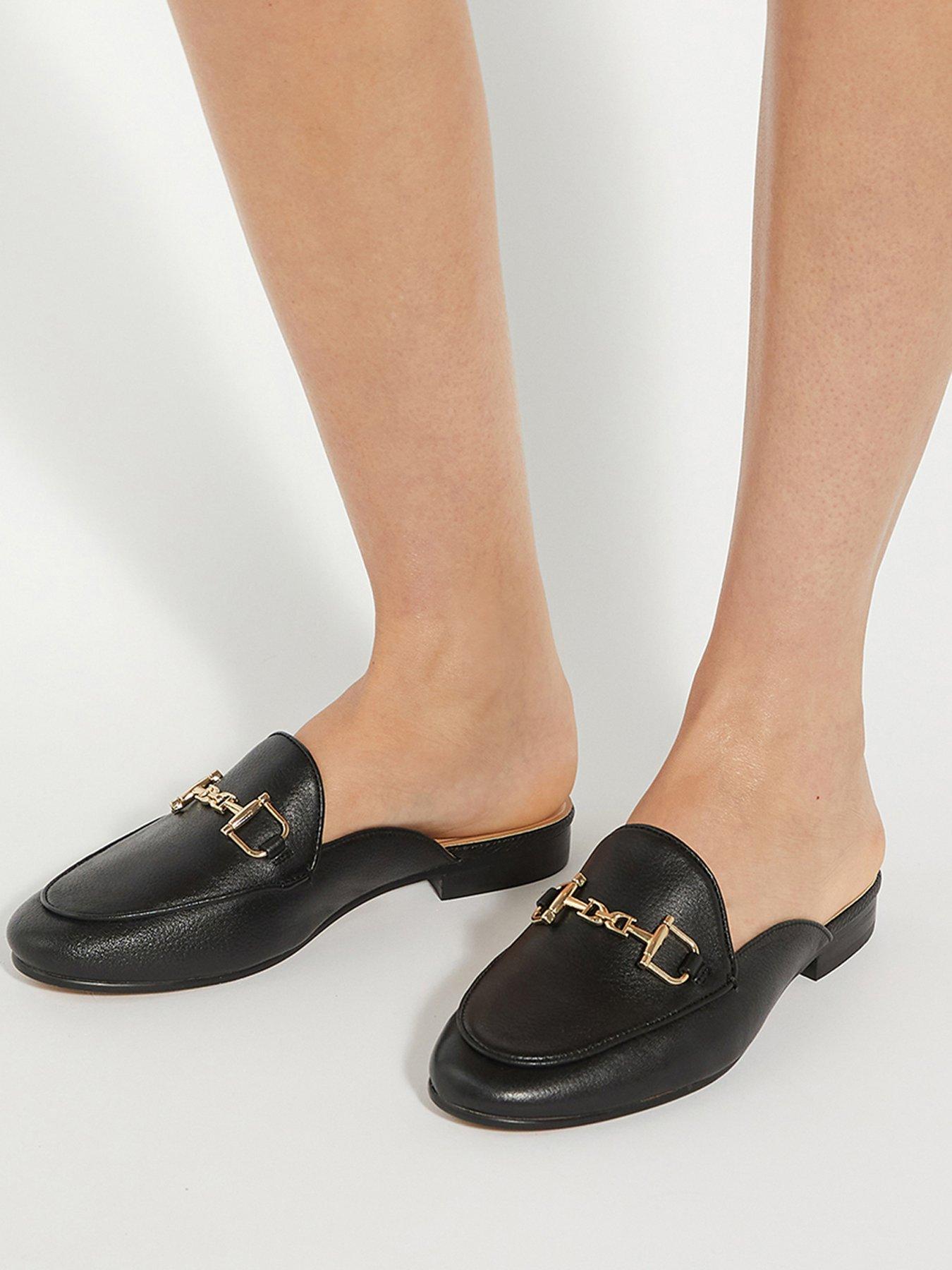 Image 6 of 6 of Dune London Glairing Branded Snaffle Trim Backless Loafers - Black