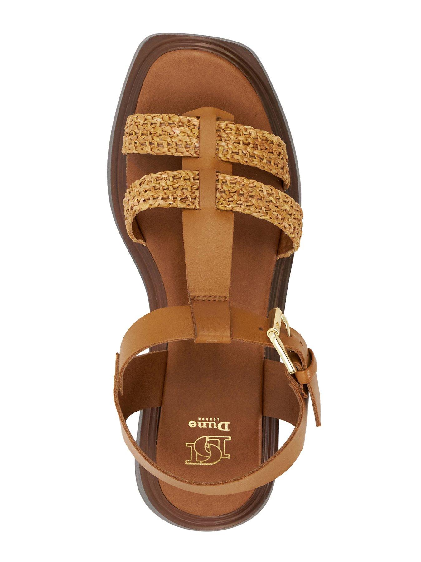 Image 4 of 5 of Dune London Lyons Woven Leather Wedge Sandals - Tan