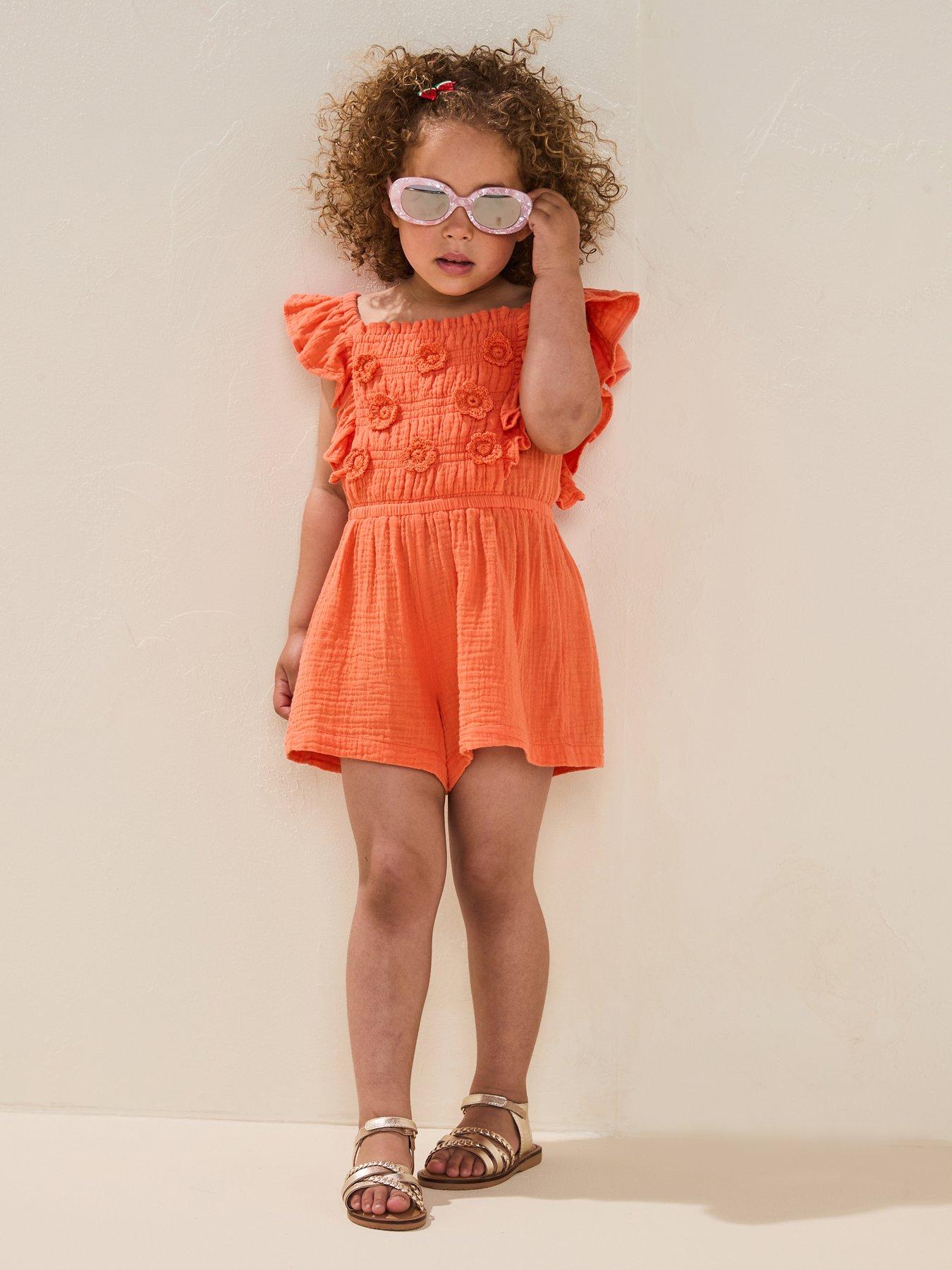 undefined Girls 3d Flower Embellished Frill Playsuit