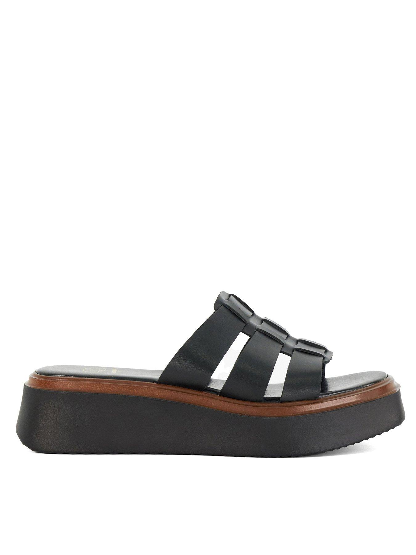 Image of Dune London Lanto Triple Strap Leather Sandals - Black