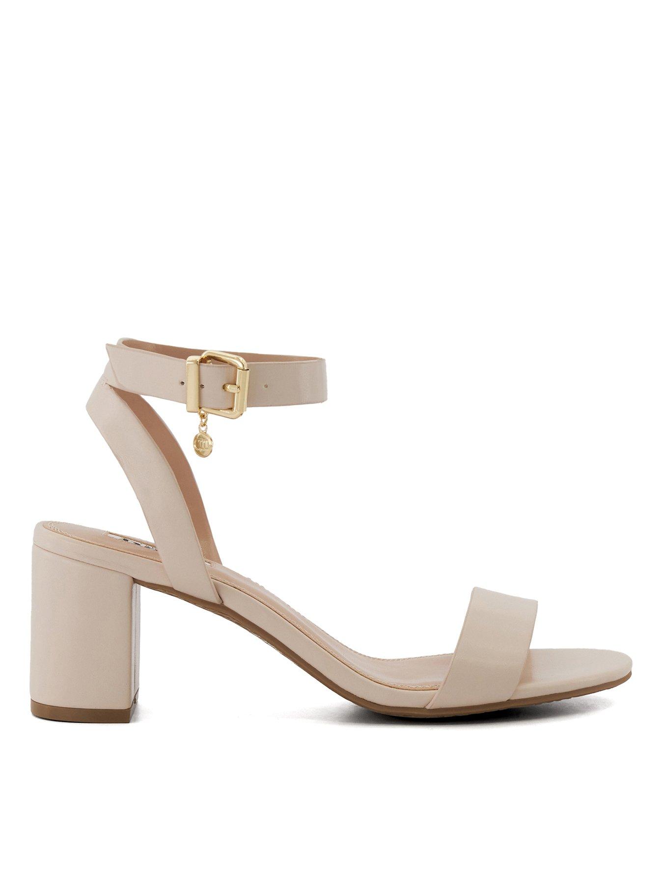 undefined Memee Midi Block Heel Sandals - Ecru