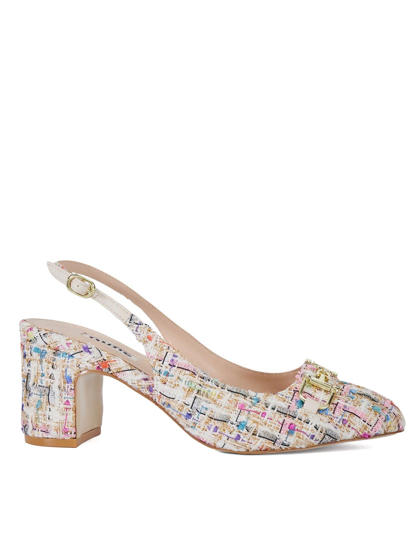 undefined Choices Sling Back Court Shoes - Pink Boucle