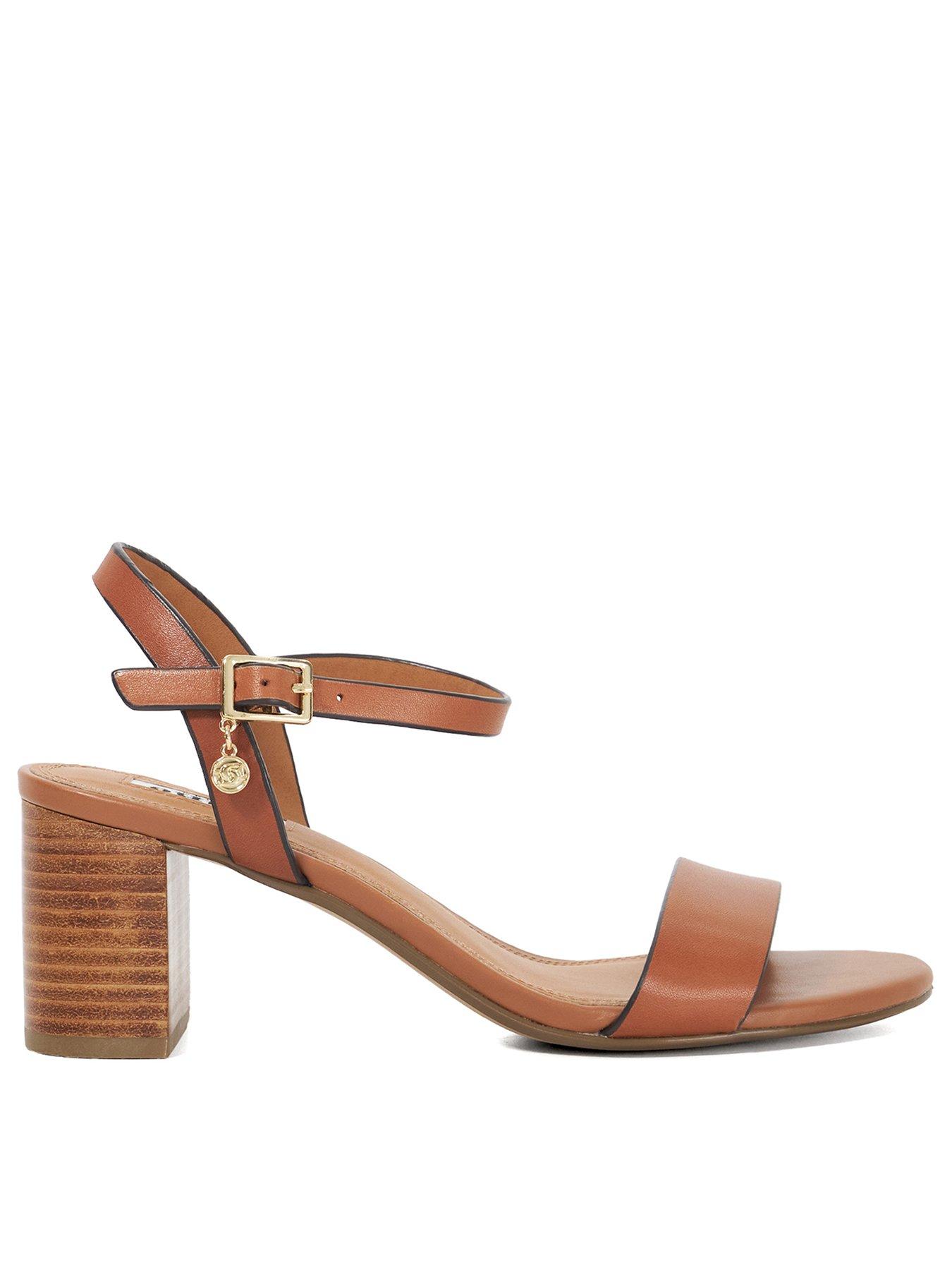 Dune London Jelly Leather Block Heeled Sandals Tan Very