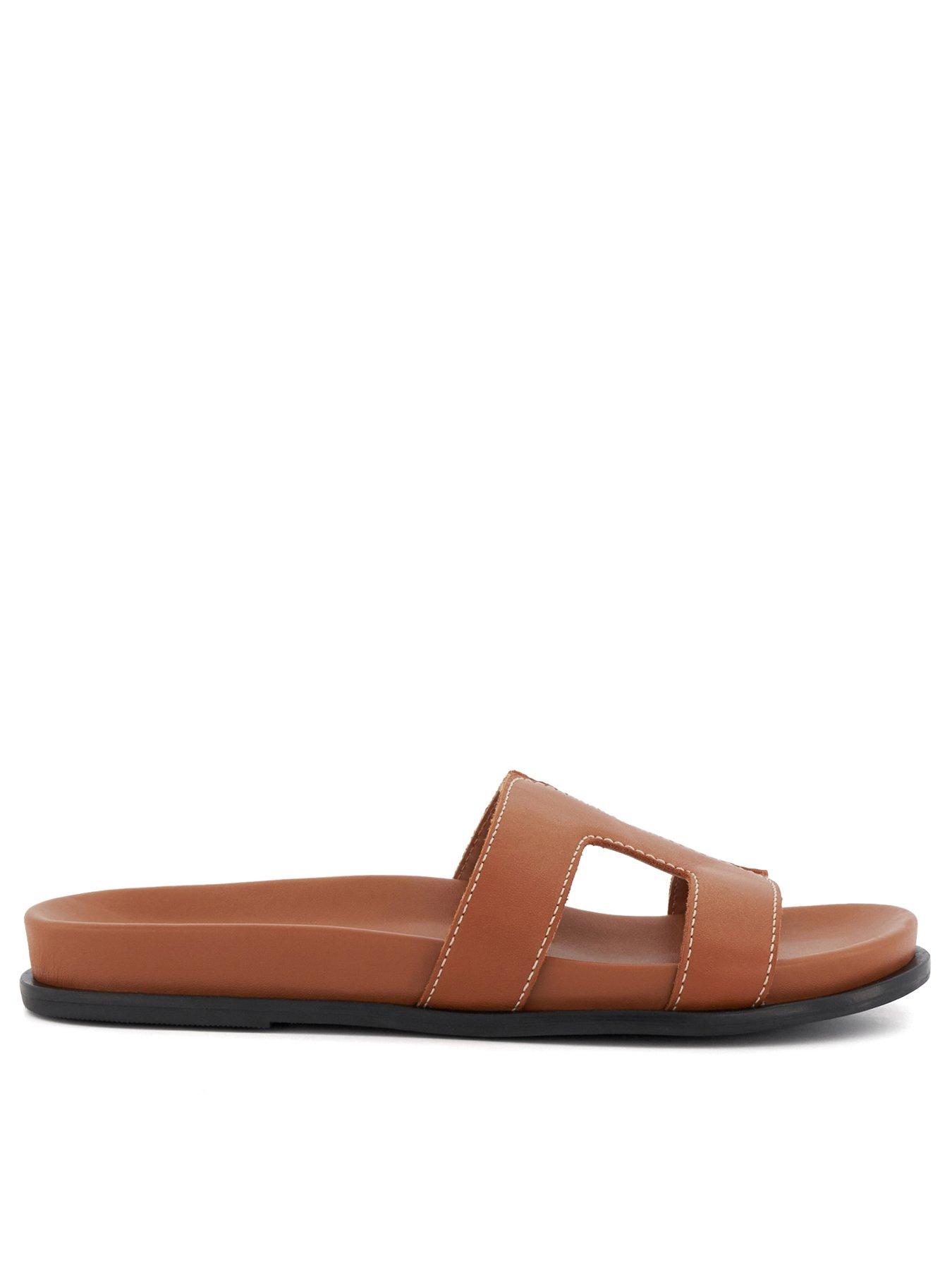 Dune London Loupa Comfort-footbed Flat Leather Sandals - Tan