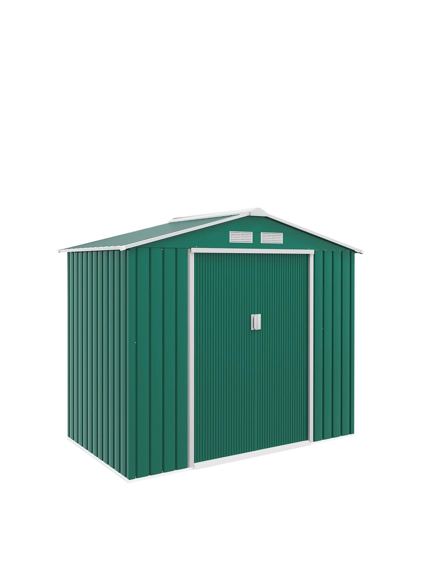 Product photograph of Outsunny 7 X 4ft Garden Shed Storage With Locking Door And Foundation Kit Green from very.co.uk