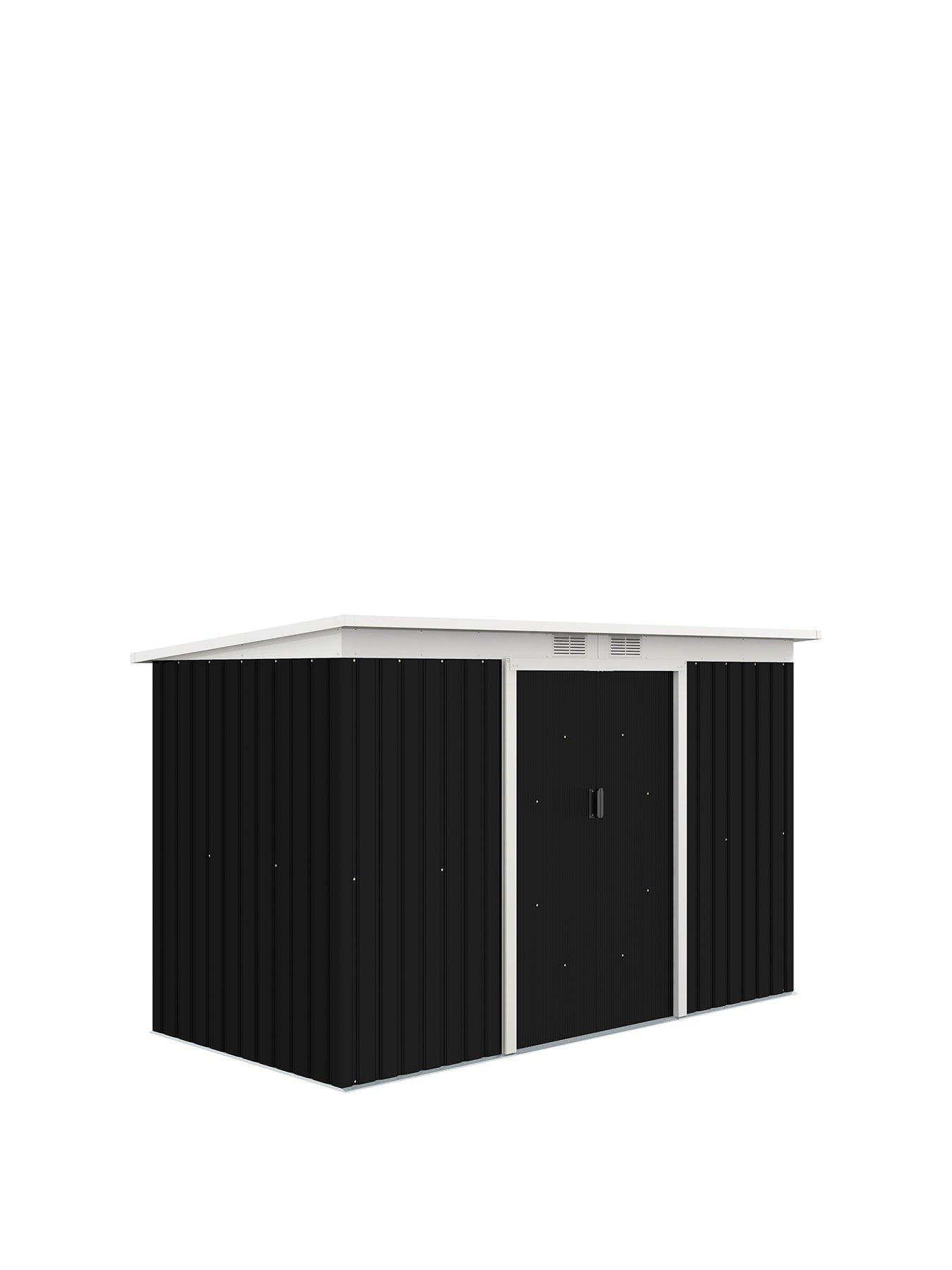 OutSunny Garden Storage Shed Store Metal Roof Building Tool Box Container Grey