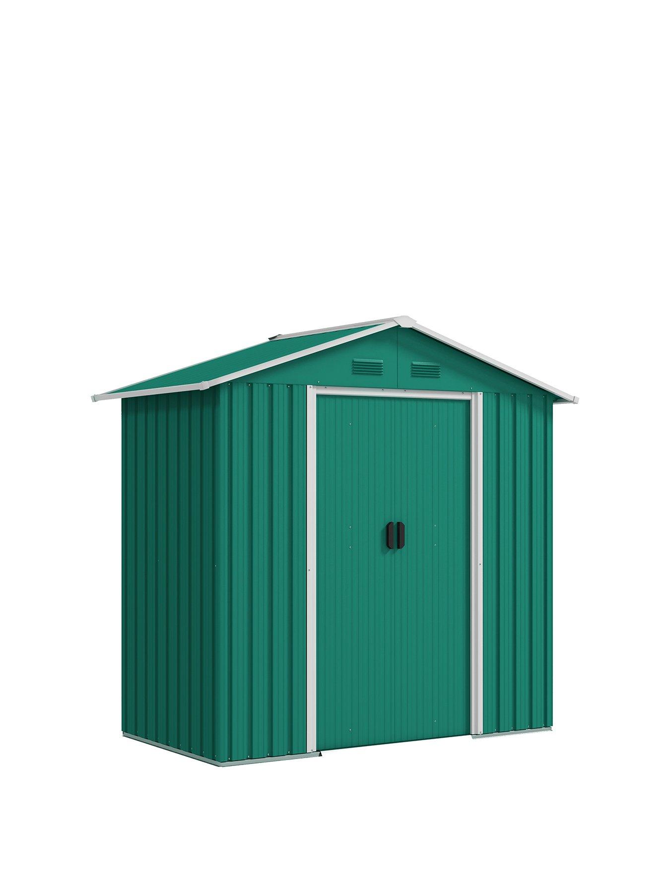 Product photograph of Outsunny 6 5ft X 3 5ft Garden Shed Metal Shed For Garden And Outdoor Storage Green from very.co.uk