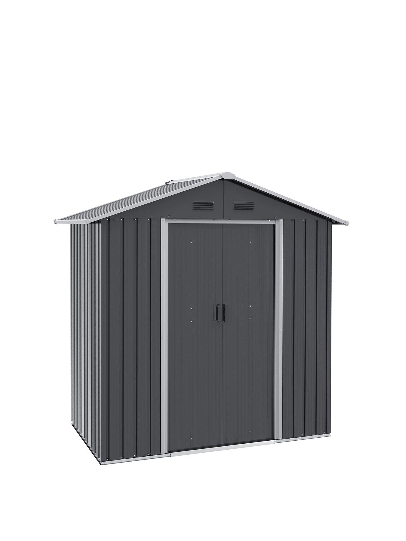 Image 2 of 7 of OutSunny 6.5ft x 3.5ft Garden Shed, Metal Shed for Garden and Outdoor Storage, Dark Grey
