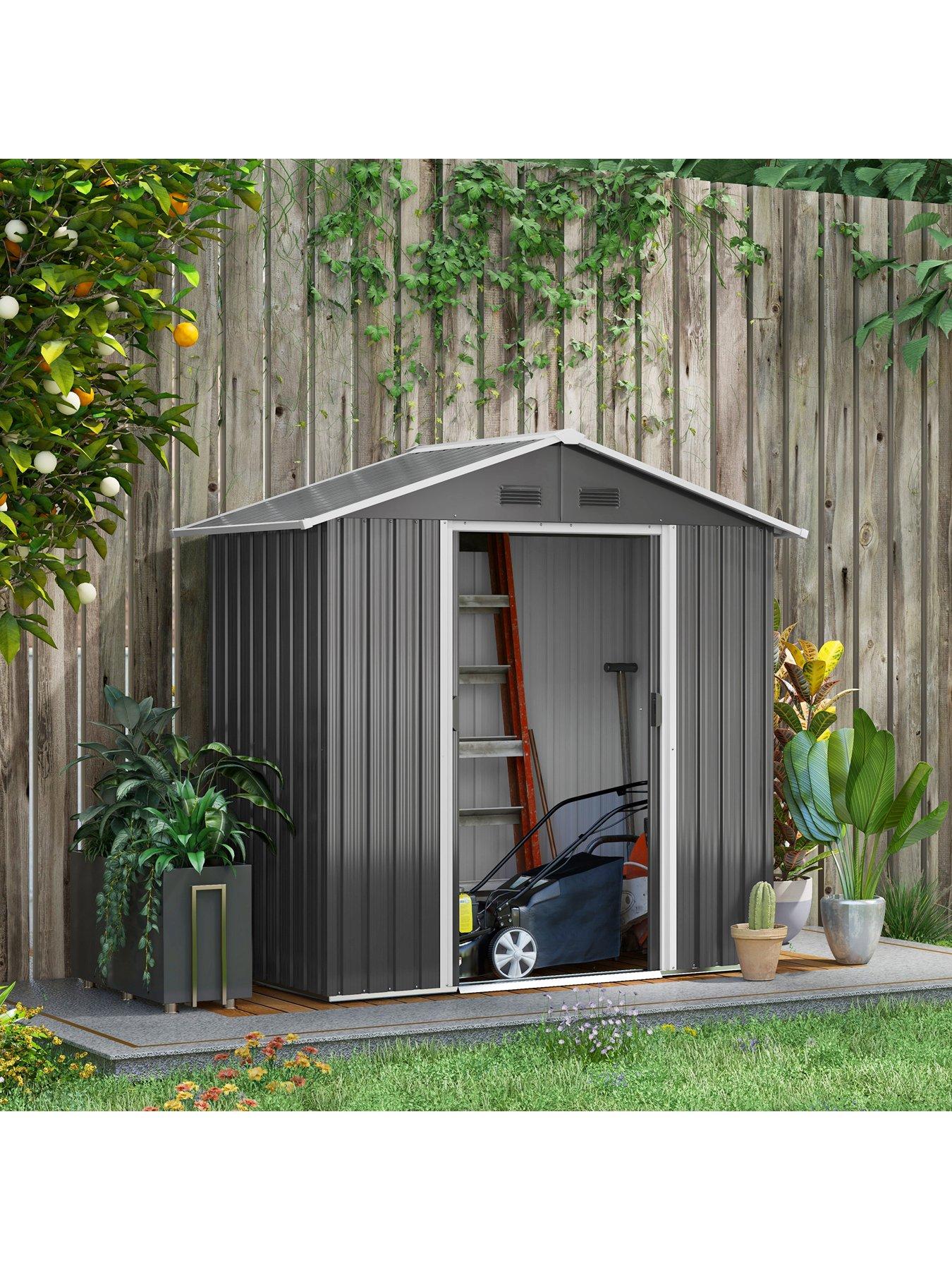 Image 3 of 7 of OutSunny 6.5ft x 3.5ft Garden Shed, Metal Shed for Garden and Outdoor Storage, Dark Grey