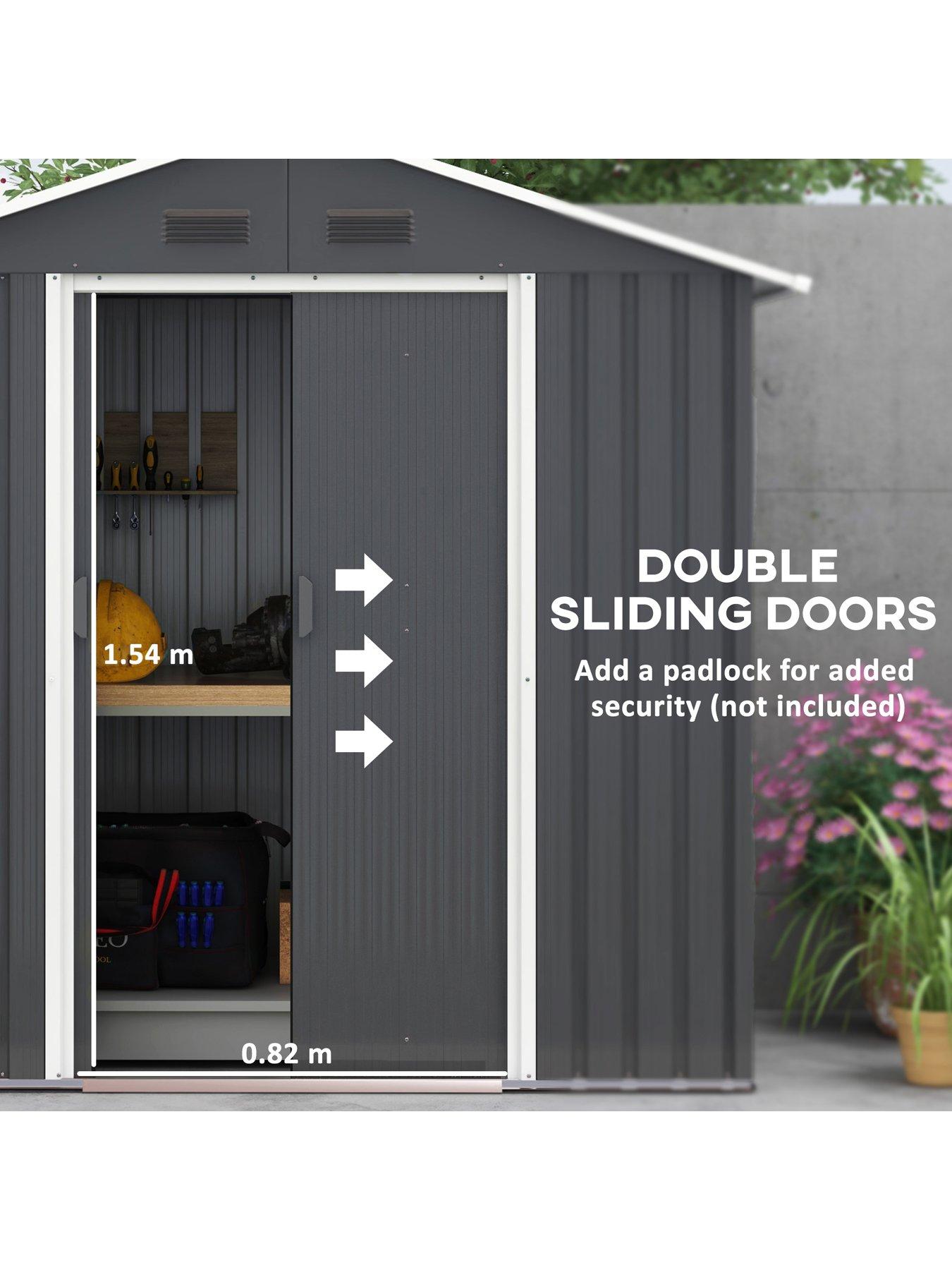 Image 4 of 7 of OutSunny 6.5ft x 3.5ft Garden Shed, Metal Shed for Garden and Outdoor Storage, Dark Grey