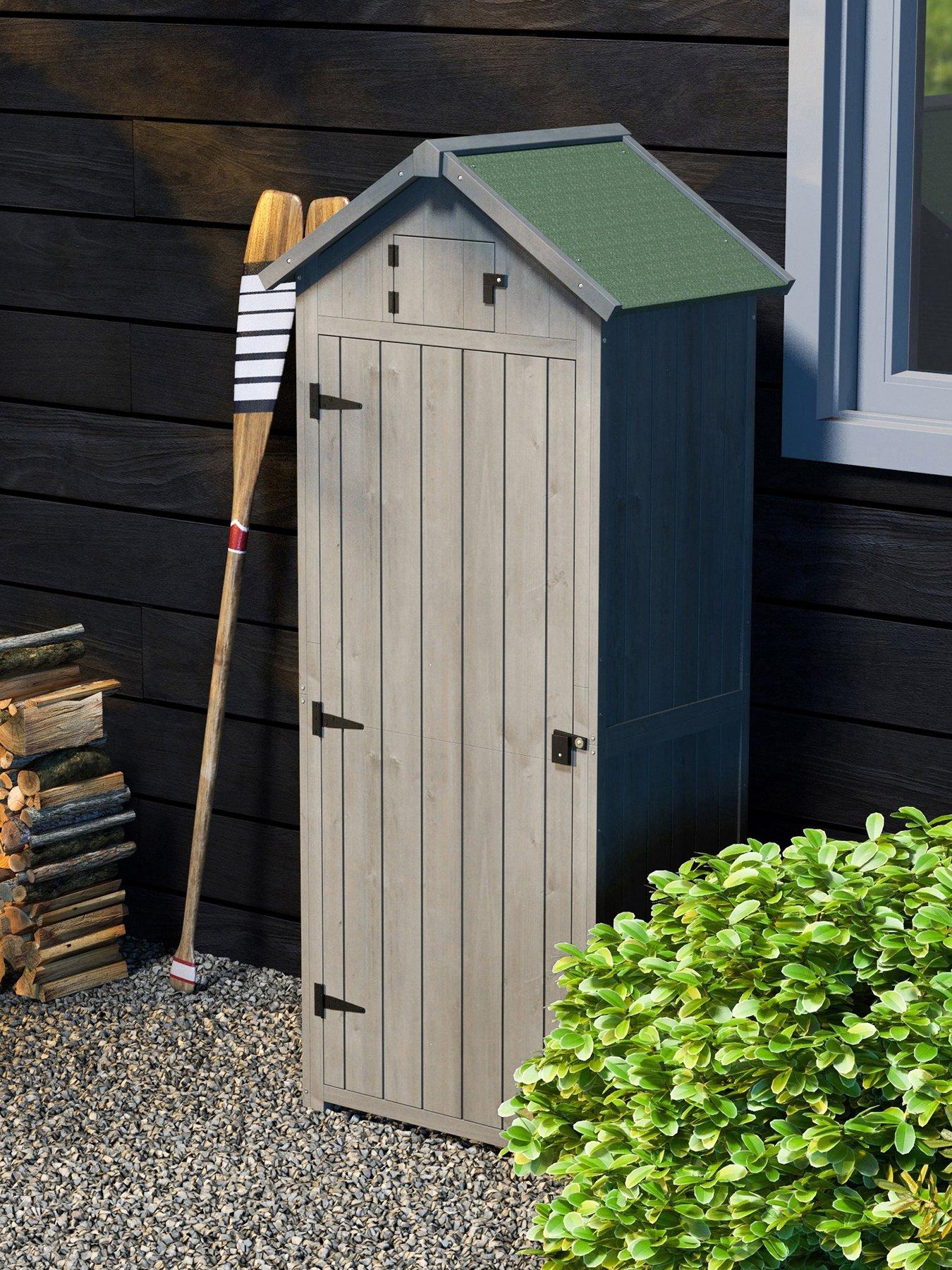Image 1 of 7 of OutSunny Garden Storage Shed 3 Shelves Tool House w/ Asphalt Roof 77 x 54 x 179 cm Grey