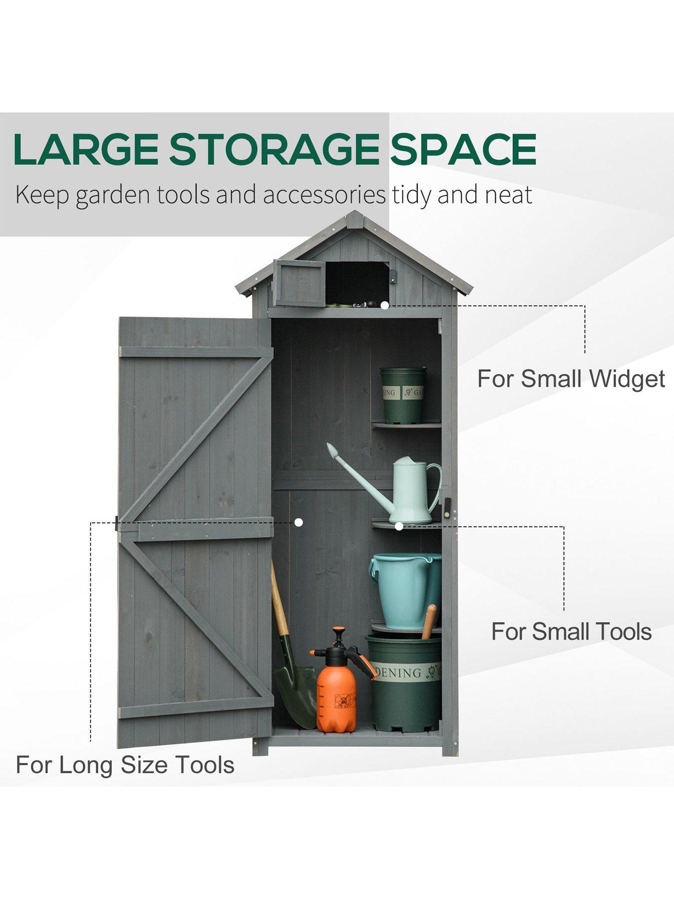 Image 4 of 7 of OutSunny Garden Storage Shed 3 Shelves Tool House w/ Asphalt Roof 77 x 54 x 179 cm Grey