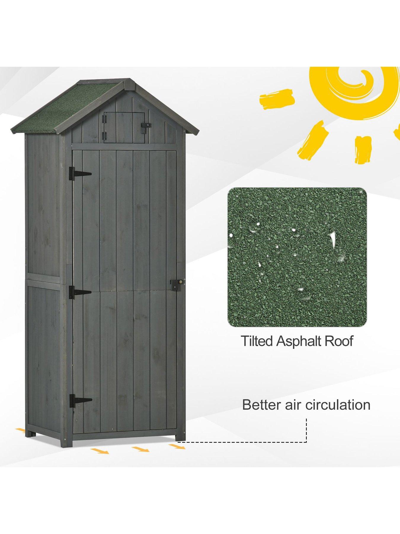 Image 5 of 7 of OutSunny Garden Storage Shed 3 Shelves Tool House w/ Asphalt Roof 77 x 54 x 179 cm Grey