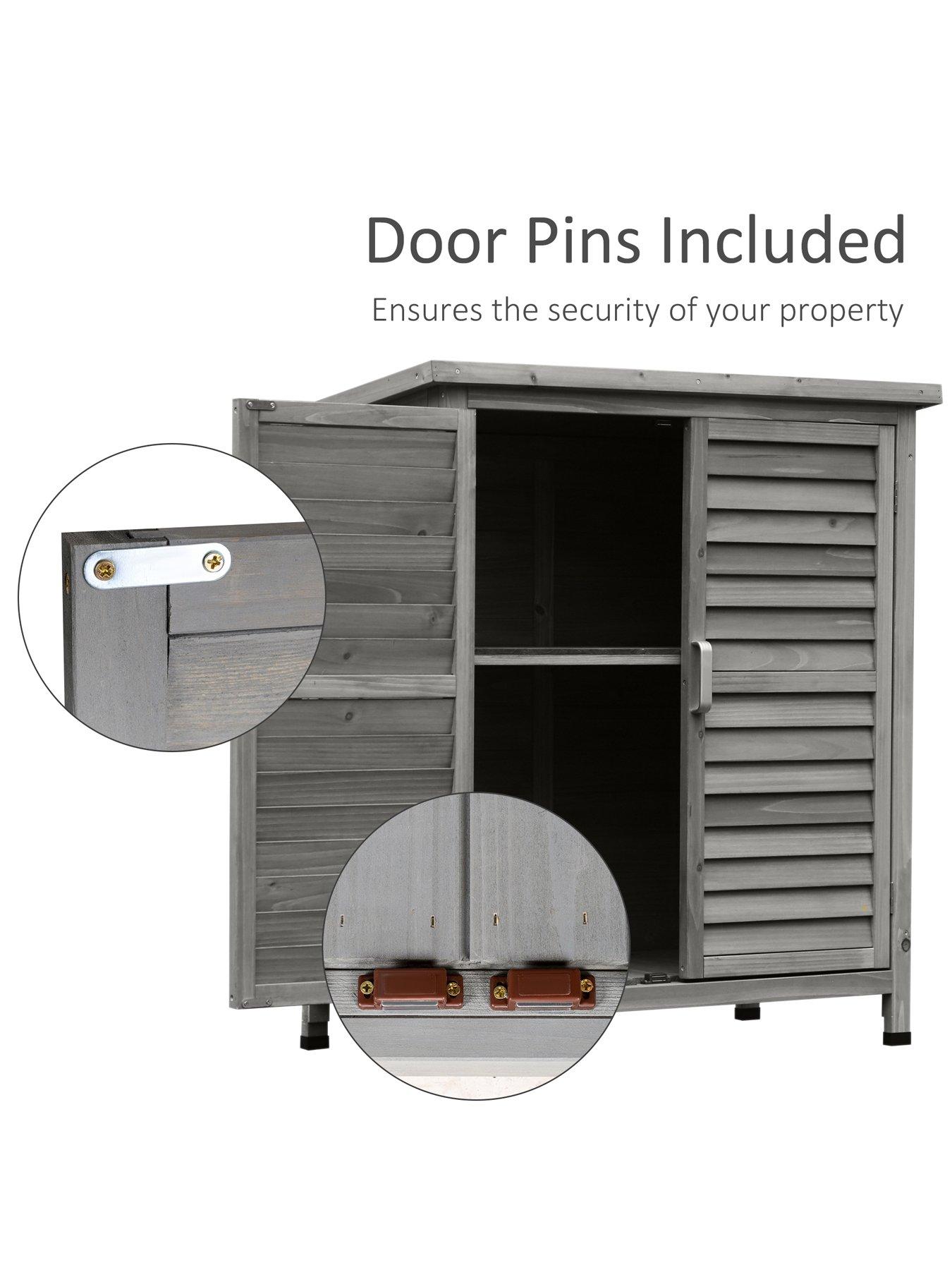 Image 5 of 6 of OutSunny Garden Storage Shed Wooden Garage Organisation Outdoor Cabinet w/ Doors, Grey