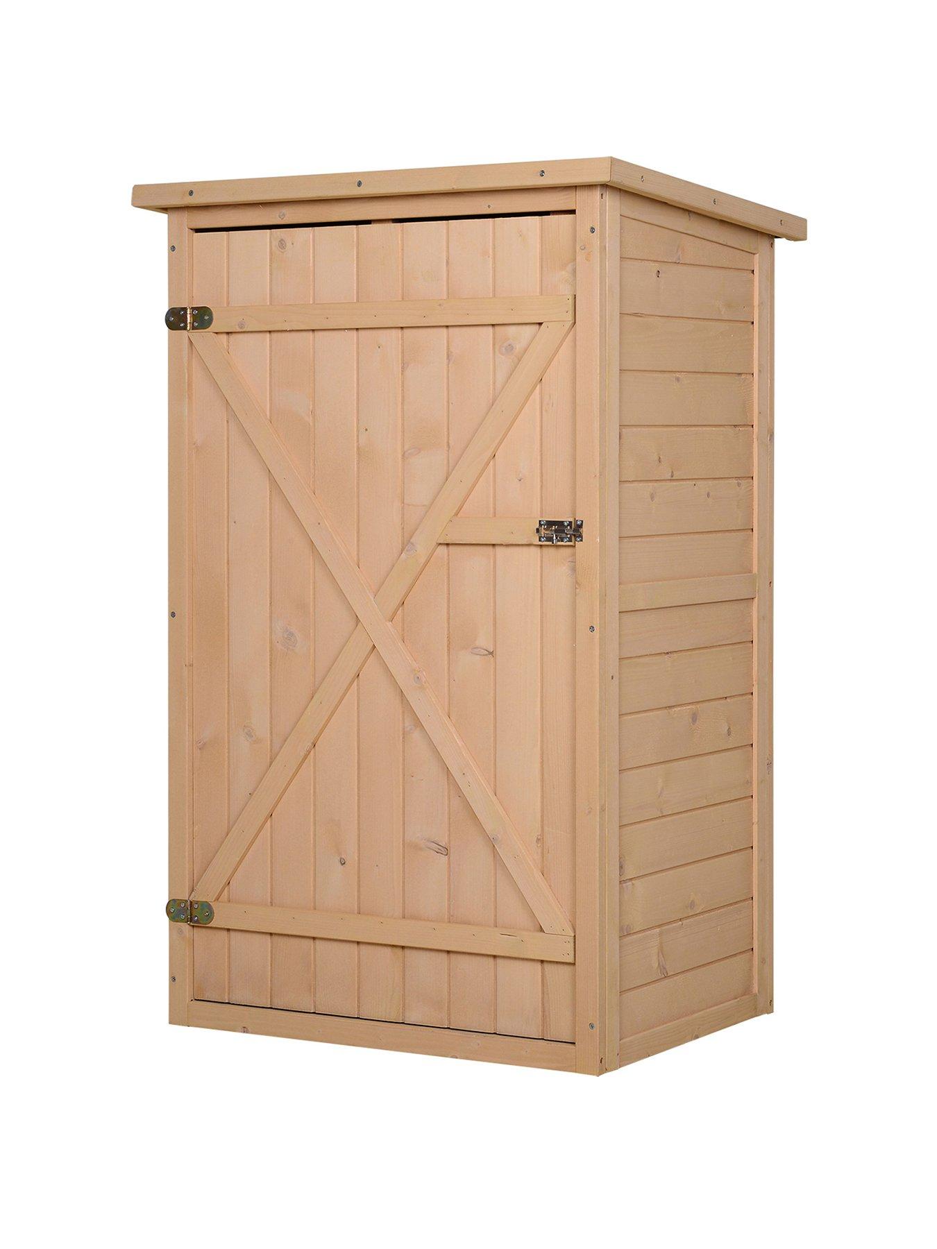 OutSunny Garden Shed Wooden Garden Tool Storage Shed w/ 2 Shelves 75 x 56 x115cm Natural