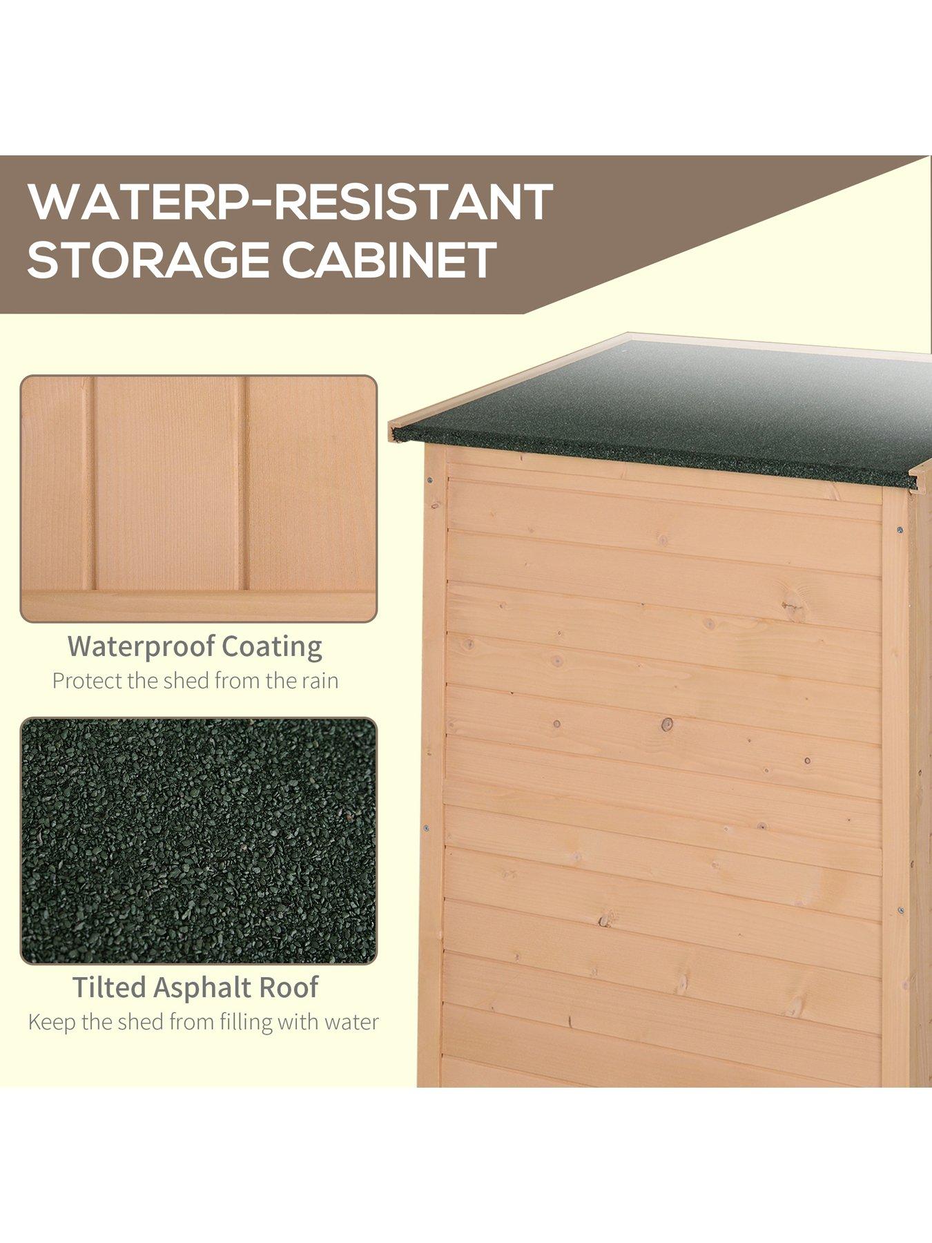 Image 5 of 6 of OutSunny Garden Shed Wooden Garden Tool Storage Shed w/ 2 Shelves 75 x 56 x115cm Natural